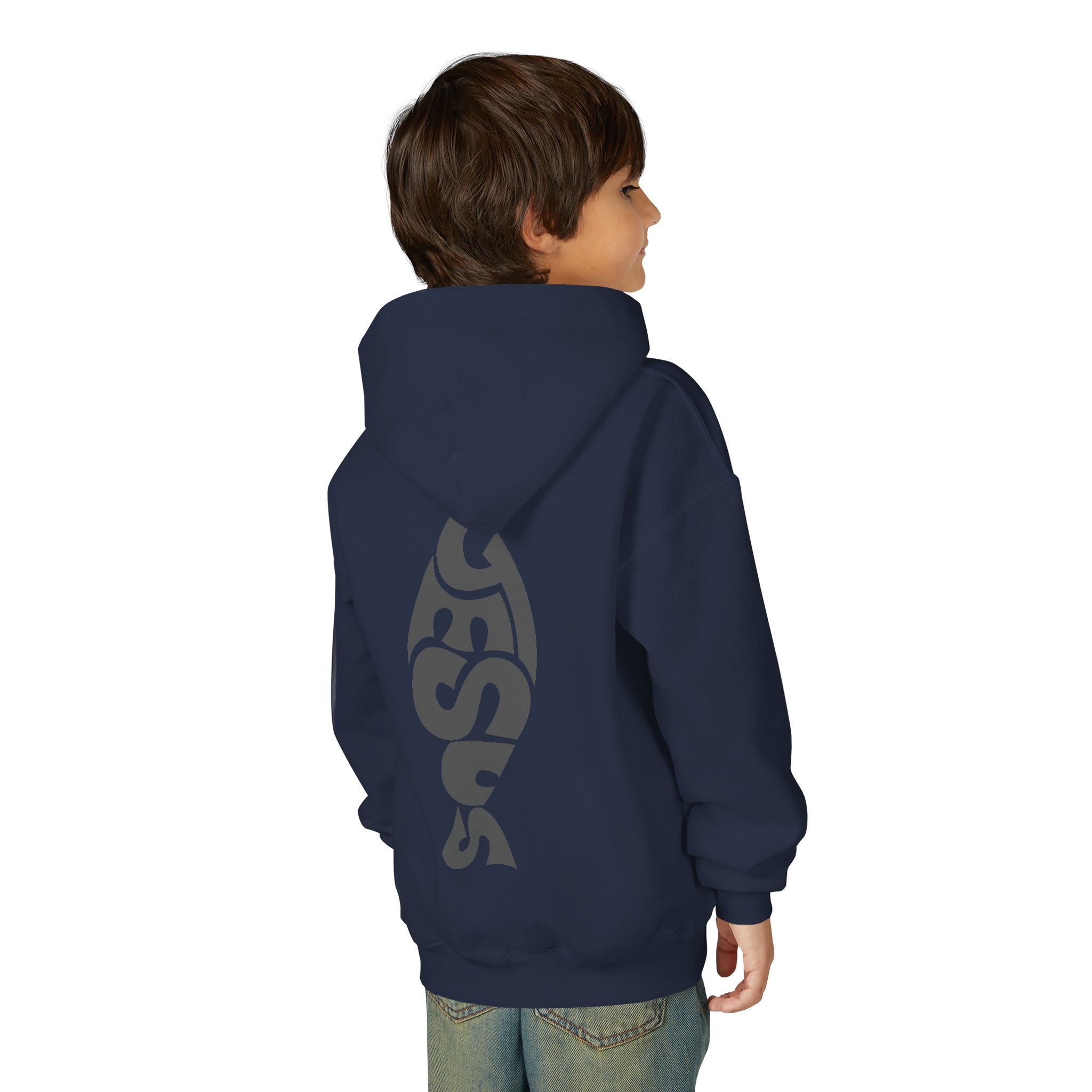 Youth Jesus Fish Hoodie — Christian Faith Graphic Hoodie for Kids