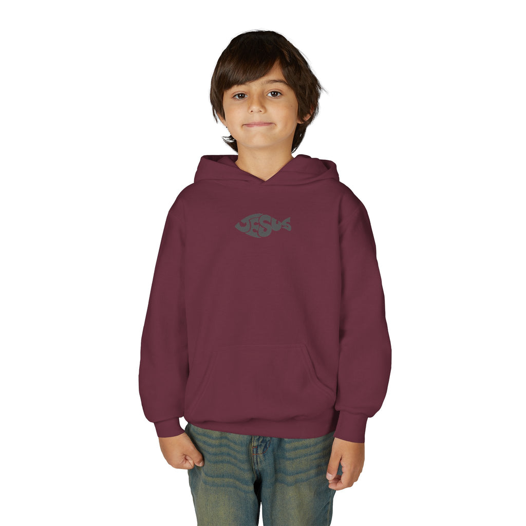Youth Jesus Fish Hoodie — Christian Faith Graphic Hoodie for Kids