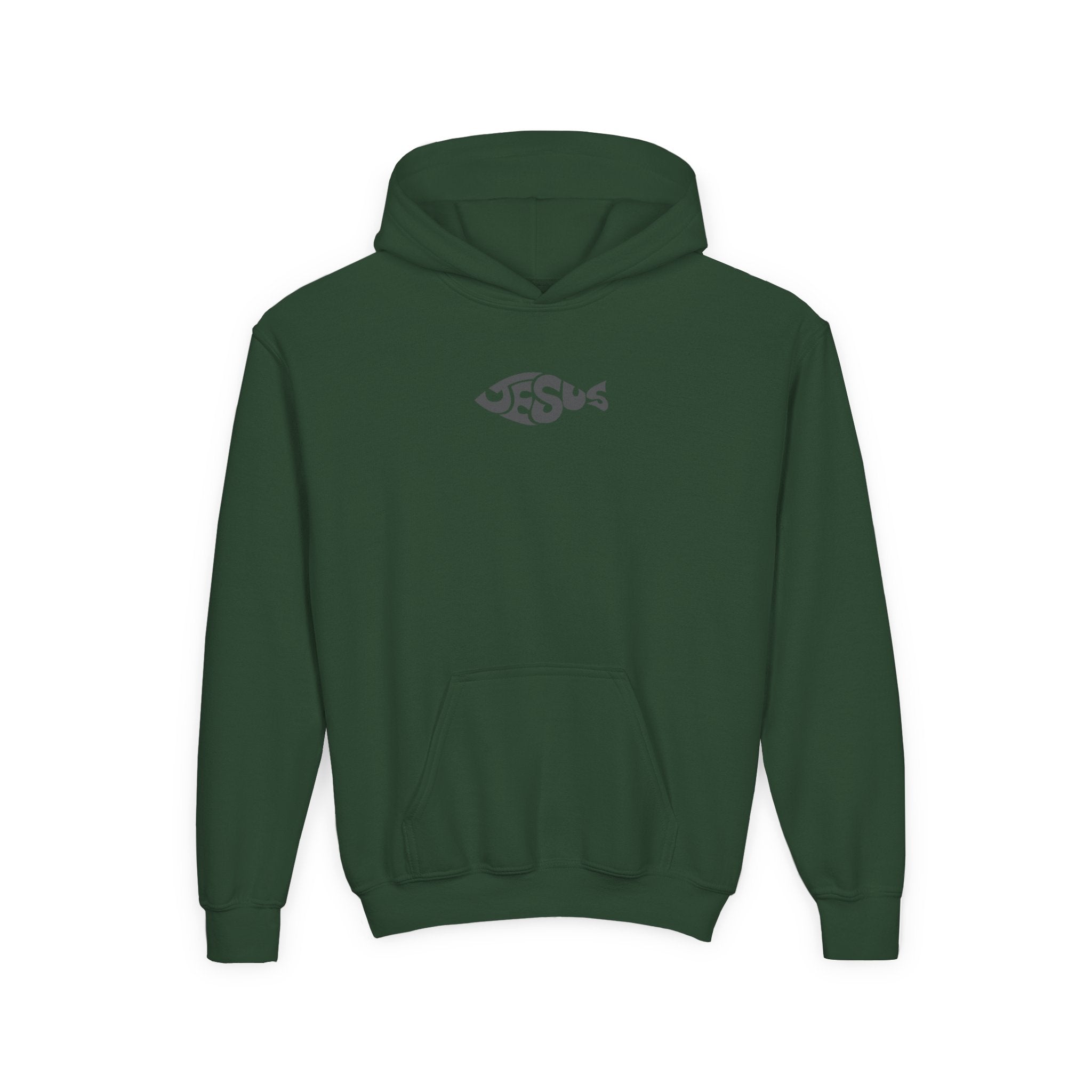 Youth Jesus Fish Hoodie — Christian Faith Graphic Hoodie for Kids
