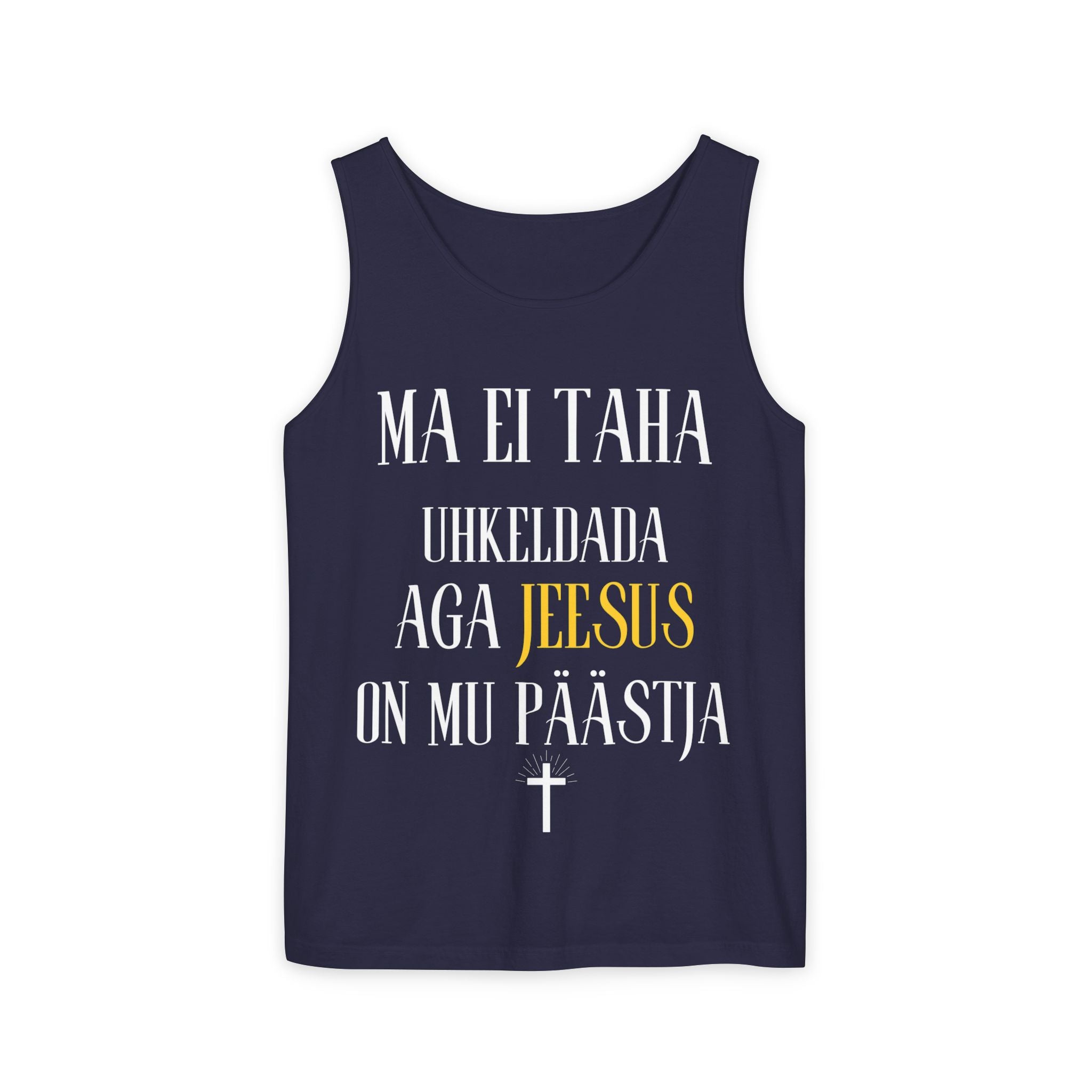 Jesus Minimalist Tank Top — Simple Gold Faith Graphic