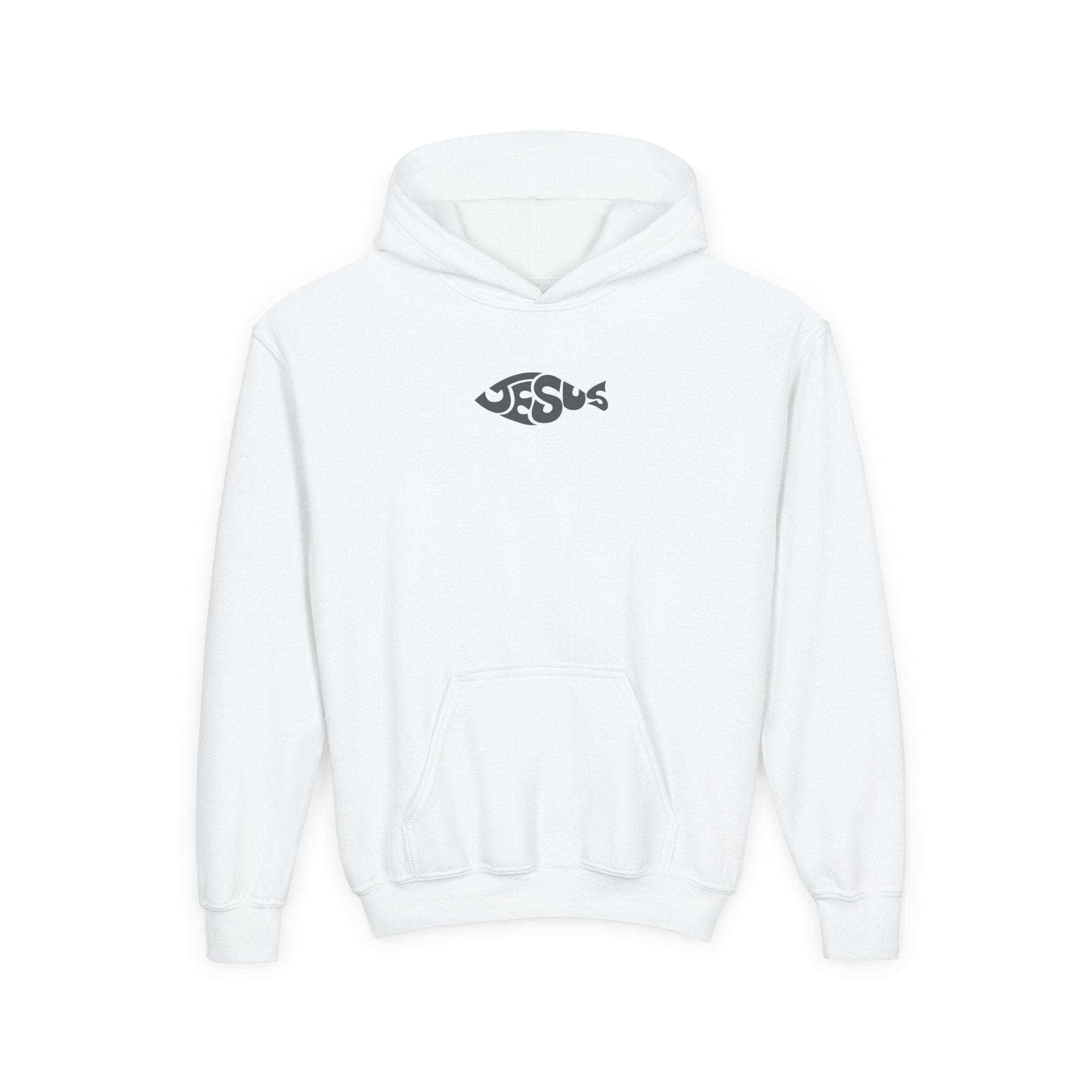 Youth Jesus Fish Hoodie — Christian Faith Graphic Hoodie for Kids