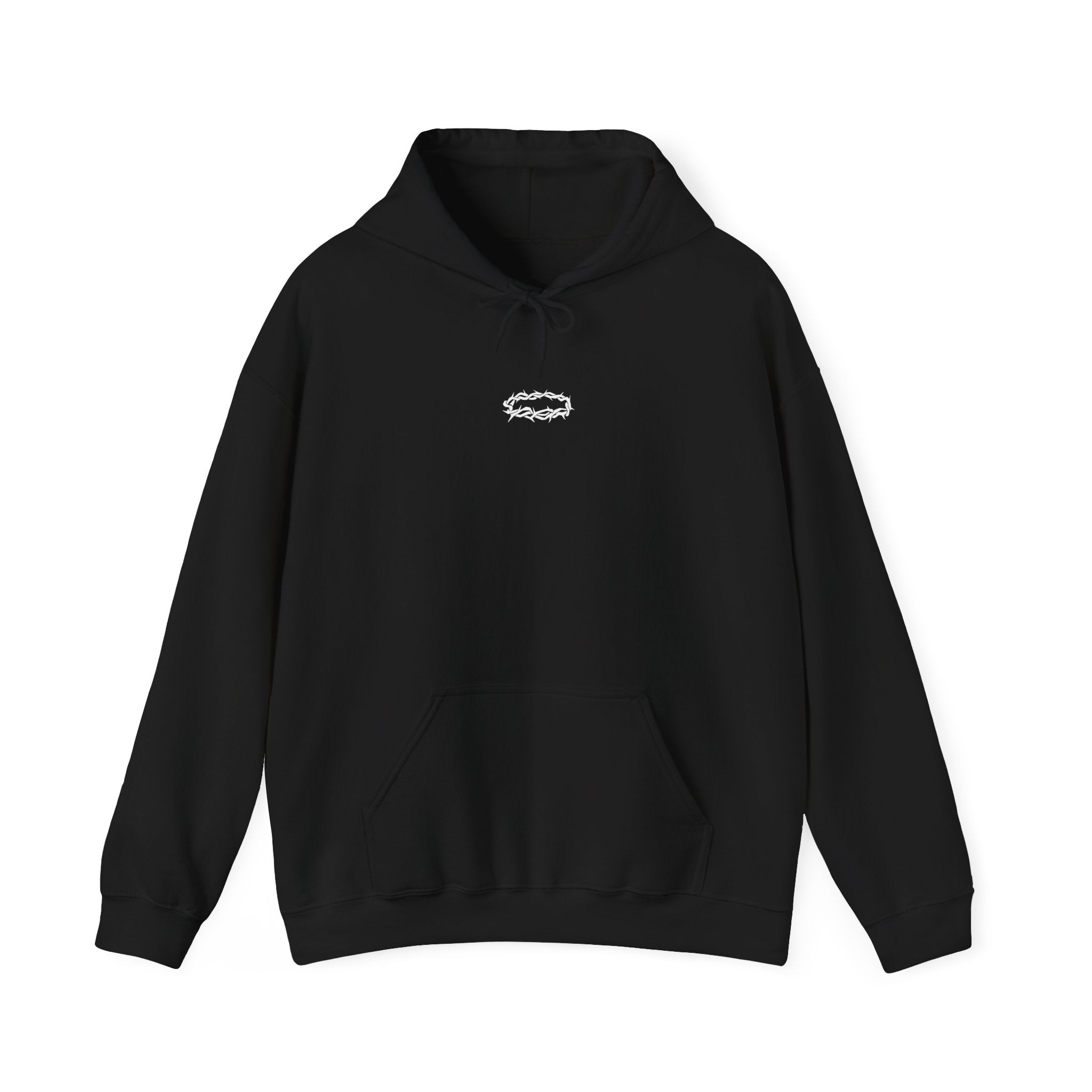 Hoodie — Minimal Small Black Square Lip Print Chest Graphic