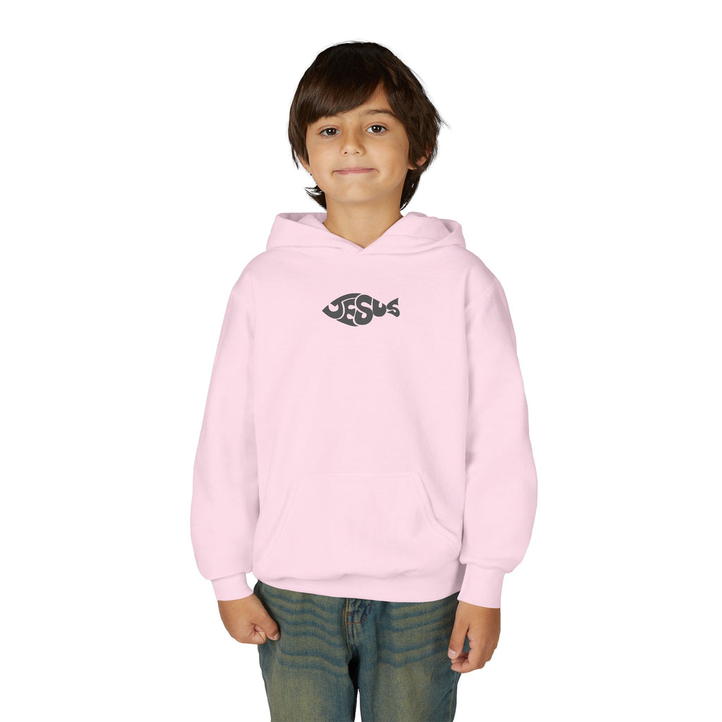 Youth Jesus Fish Hoodie — Christian Faith Graphic Hoodie for Kids
