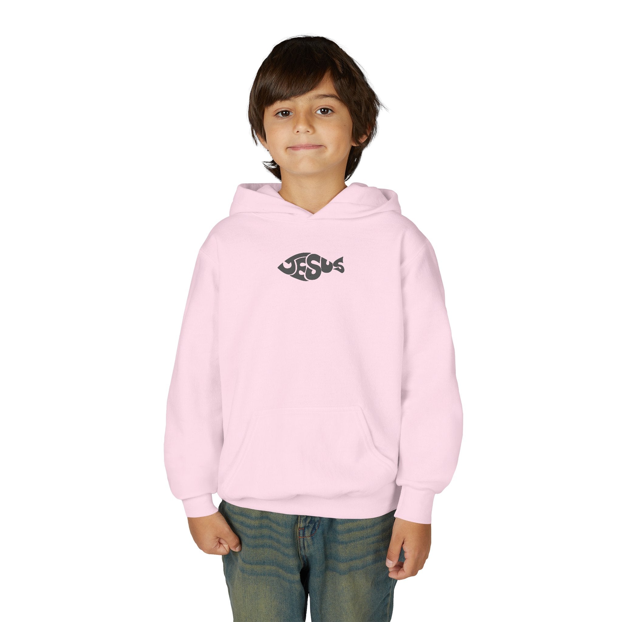 Youth Jesus Fish Hoodie — Christian Faith Graphic Hoodie for Kids