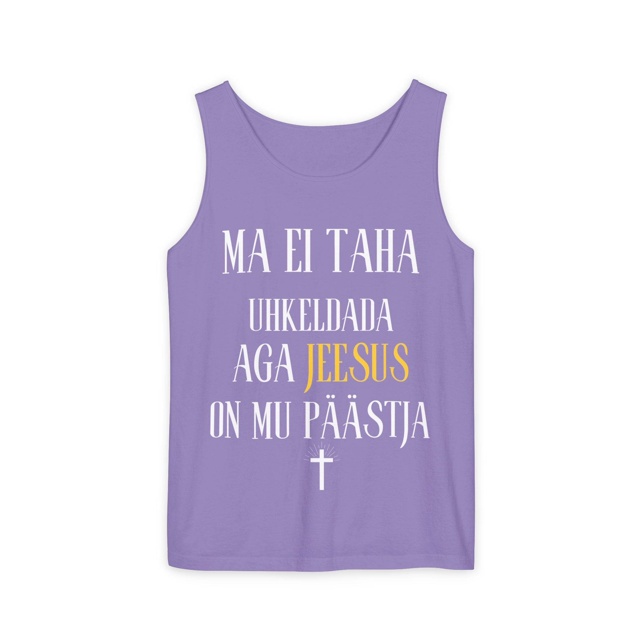 Jesus Minimalist Tank Top — Simple Gold Faith Graphic