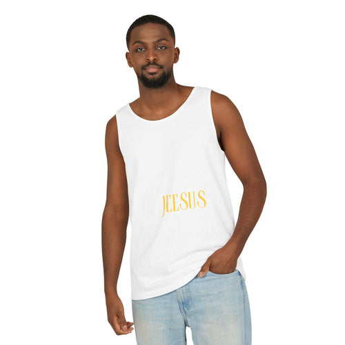Jesus Minimalist Tank Top — Simple Gold Faith Graphic