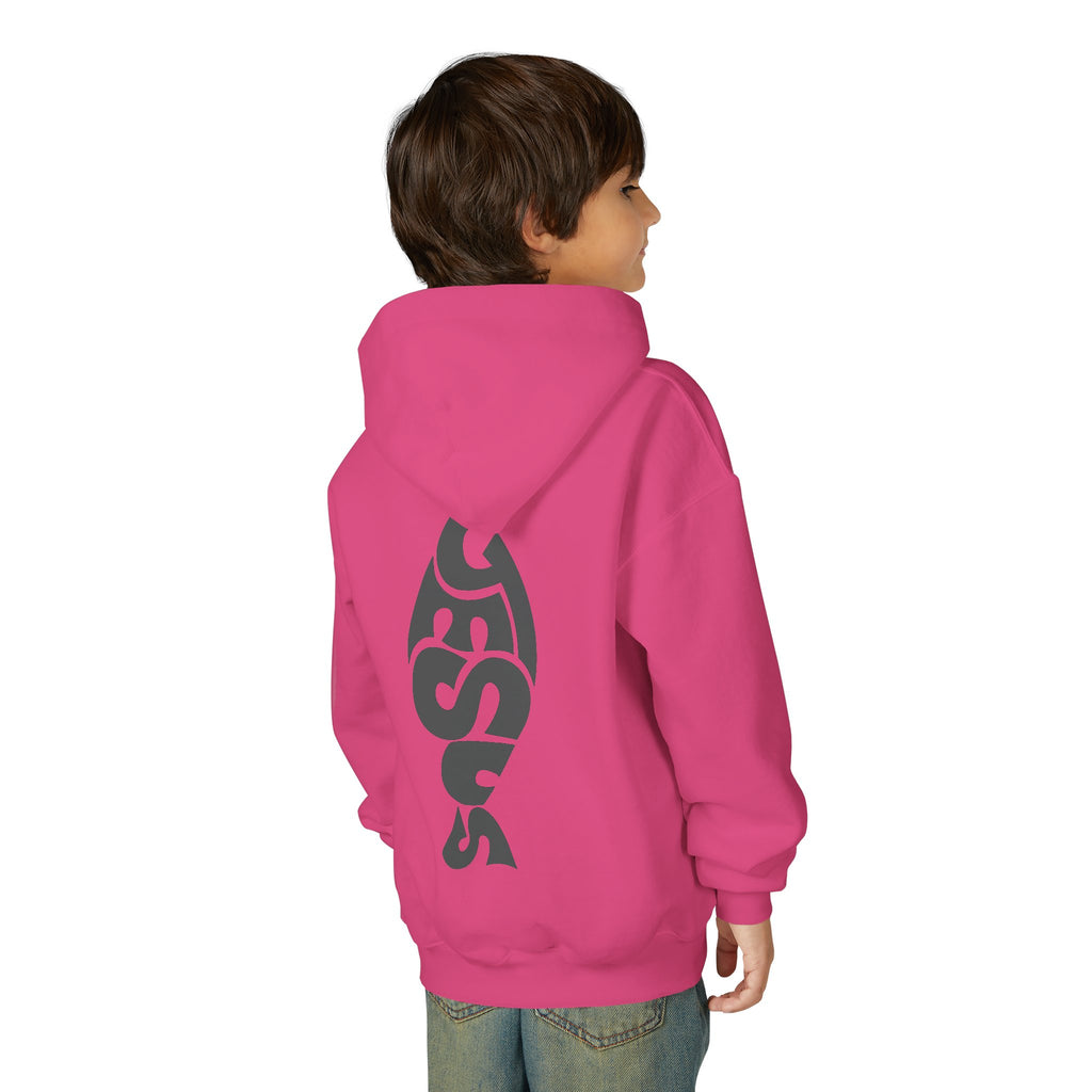 Youth Jesus Fish Hoodie — Christian Faith Graphic Hoodie for Kids