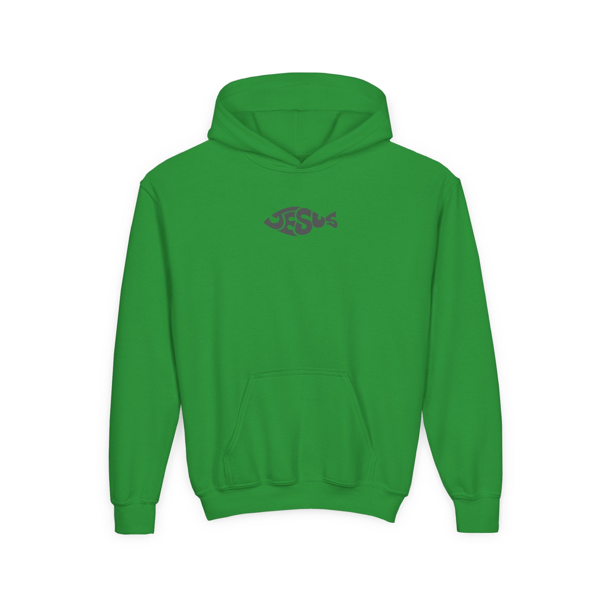 Youth Jesus Fish Hoodie — Christian Faith Graphic Hoodie for Kids