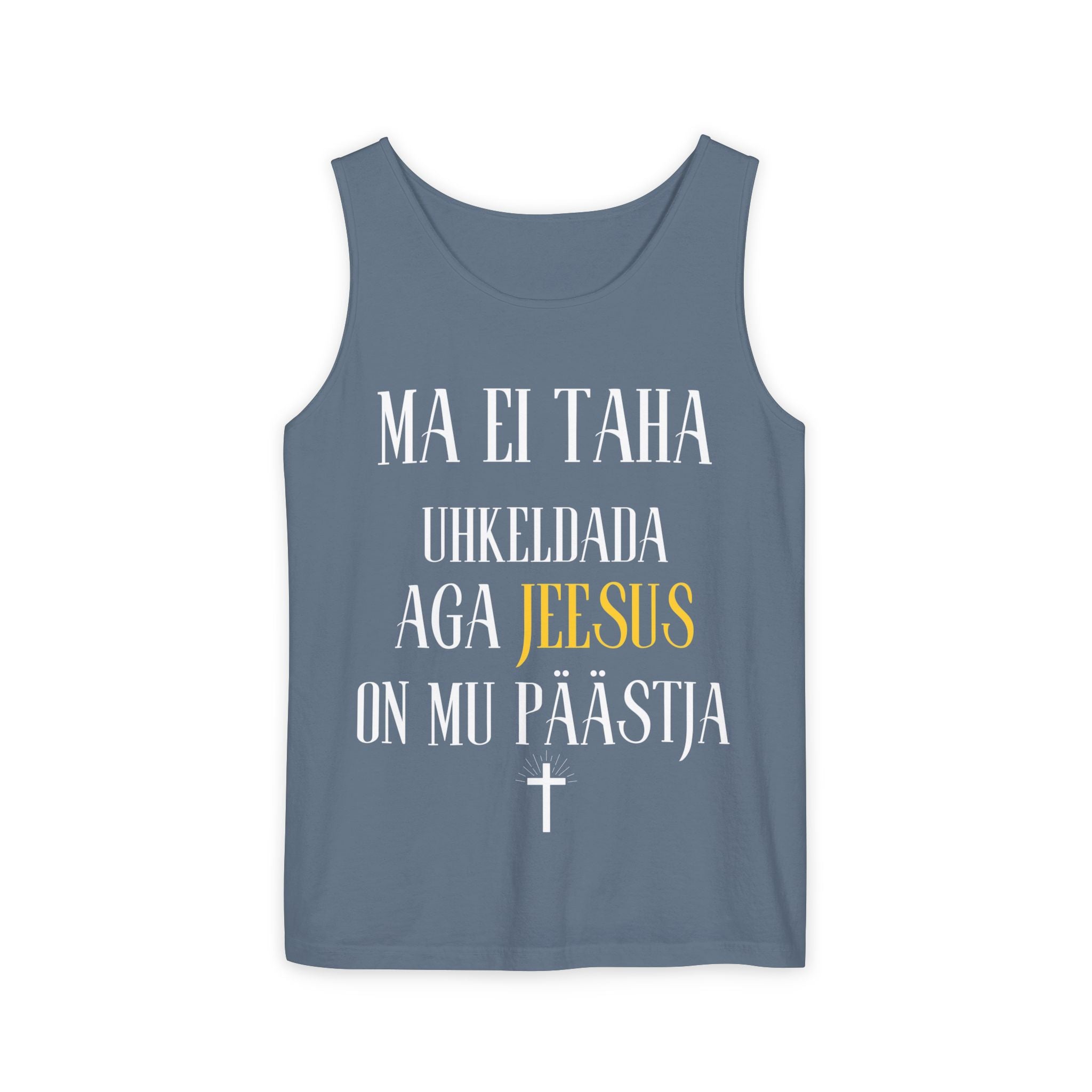 Jesus Minimalist Tank Top — Simple Gold Faith Graphic
