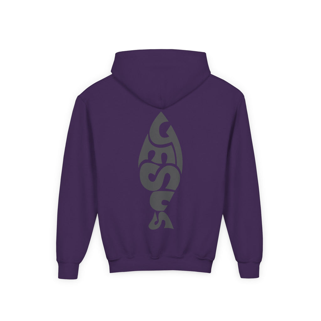 Youth Jesus Fish Hoodie — Christian Faith Graphic Hoodie for Kids