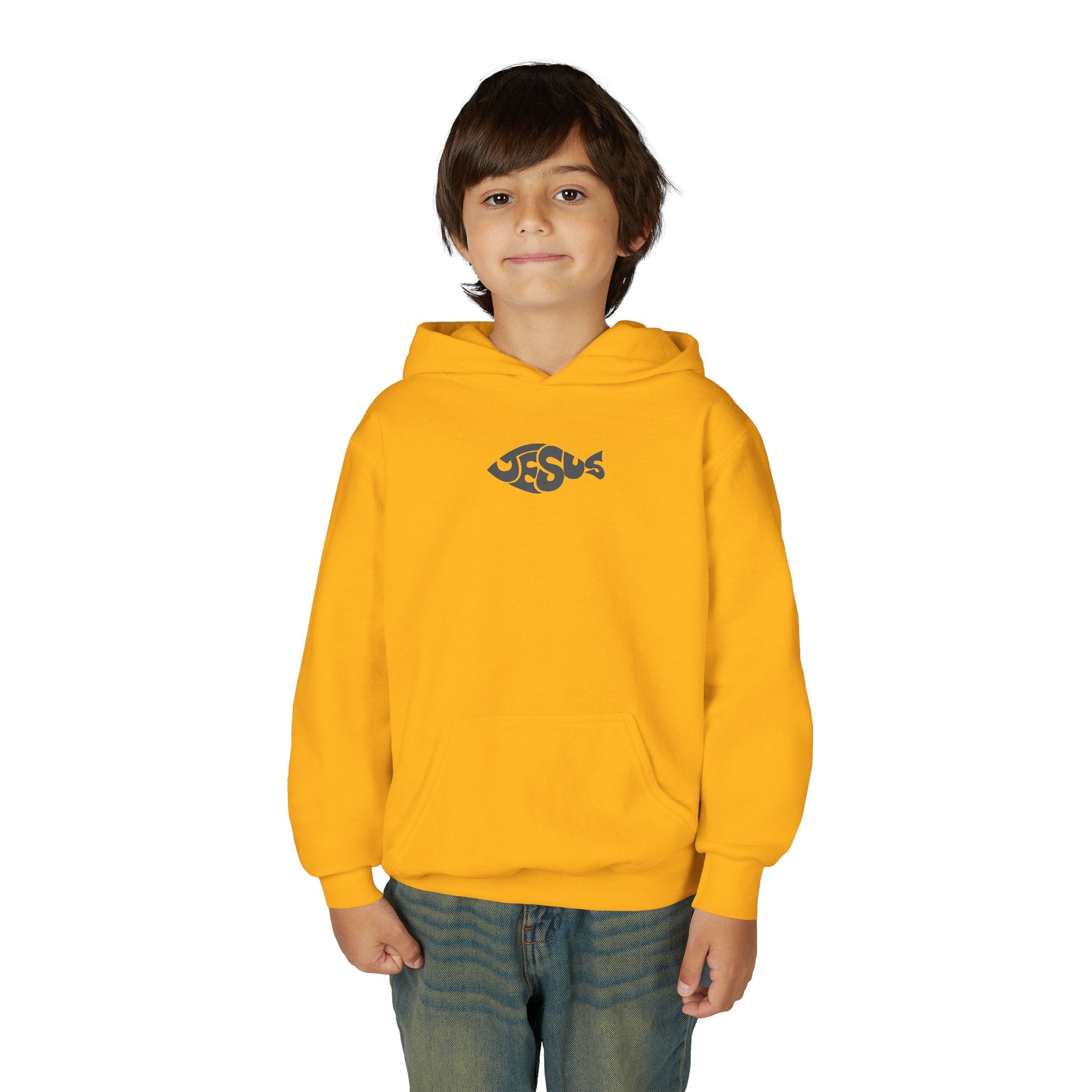 Youth Jesus Fish Hoodie — Christian Faith Graphic Hoodie for Kids