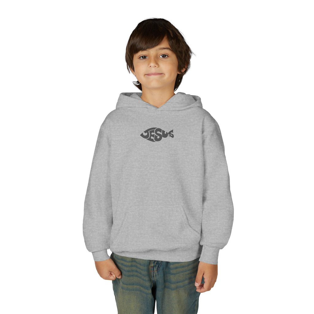 Youth Jesus Fish Hoodie — Christian Faith Graphic Hoodie for Kids