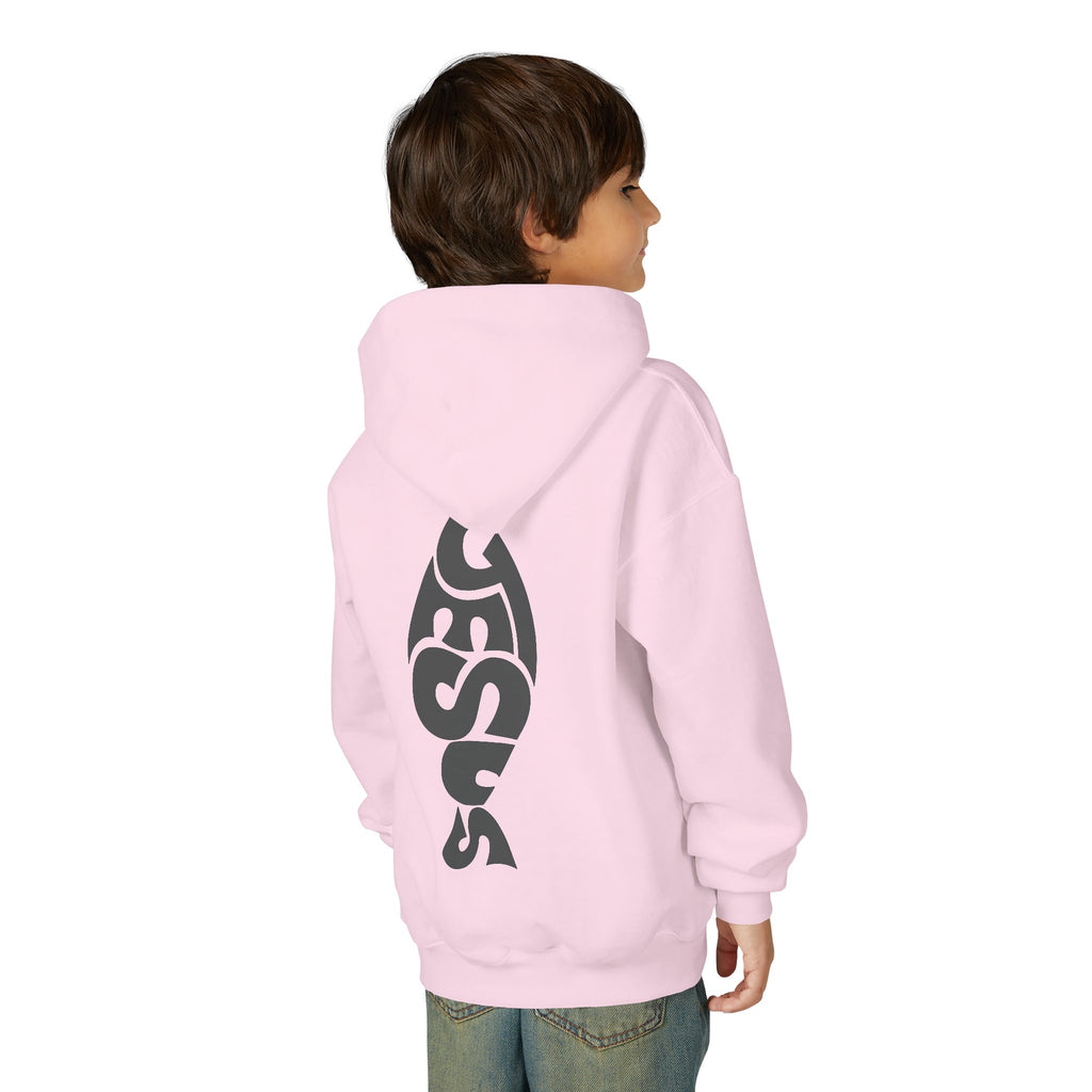 Youth Jesus Fish Hoodie — Christian Faith Graphic Hoodie for Kids