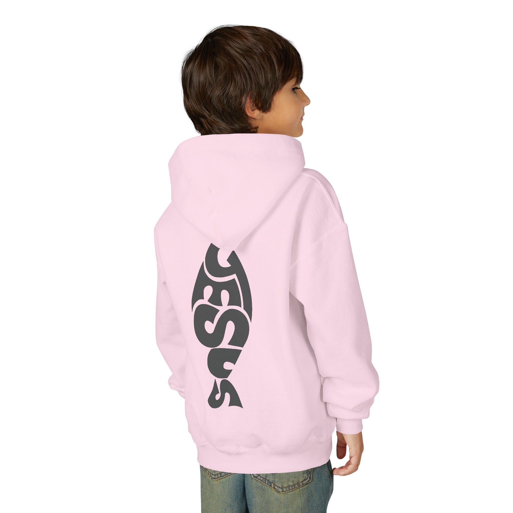 Youth Jesus Fish Hoodie — Christian Faith Graphic Hoodie for Kids