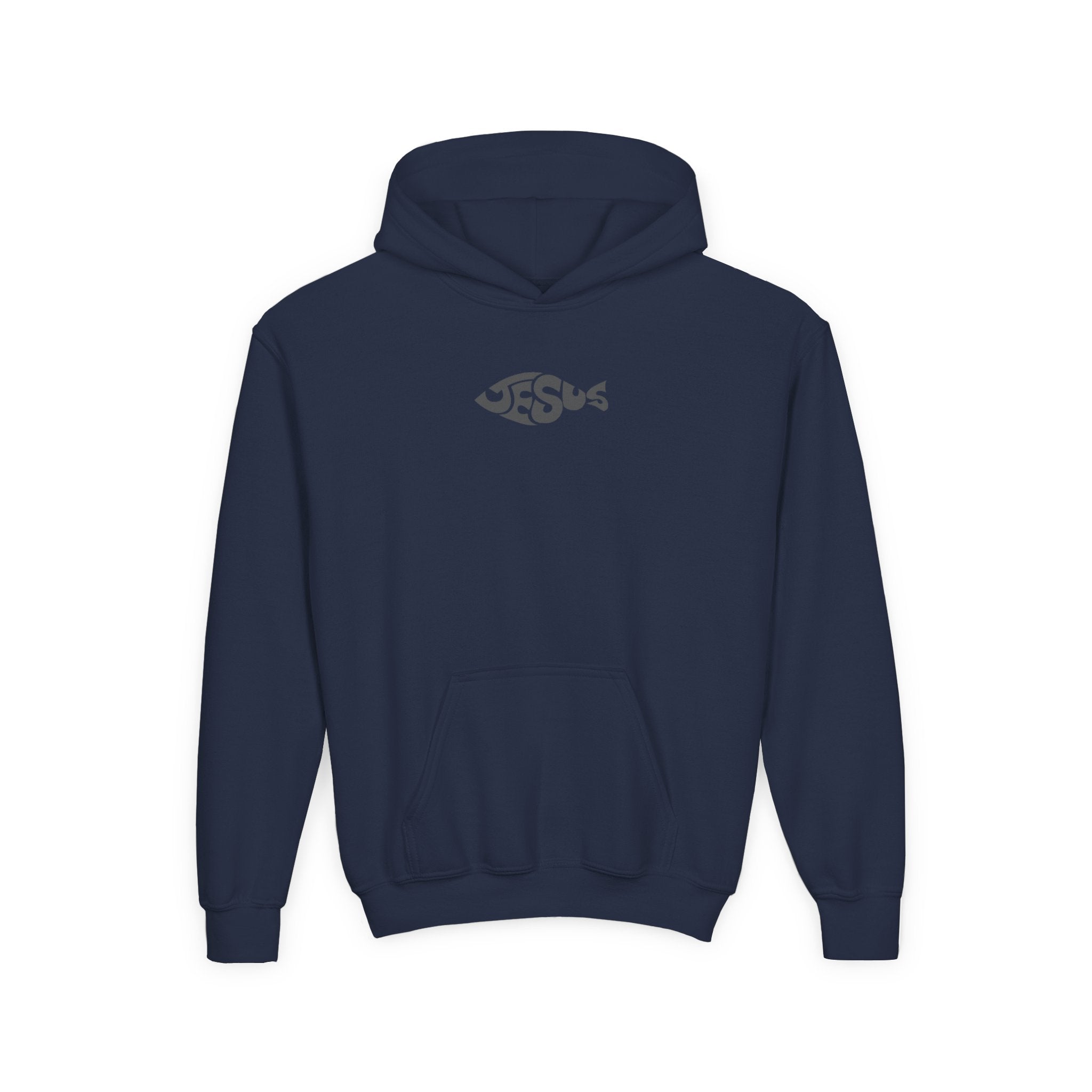 Youth Jesus Fish Hoodie — Christian Faith Graphic Hoodie for Kids