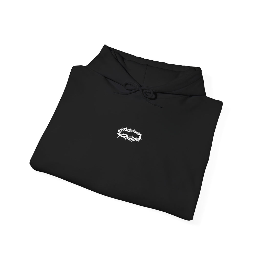 Hoodie — Minimal Small Black Square Lip Print Chest Graphic