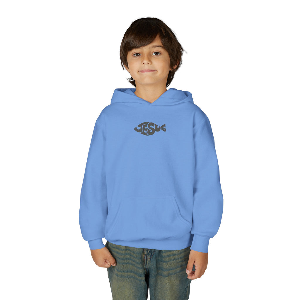Youth Jesus Fish Hoodie — Christian Faith Graphic Hoodie for Kids
