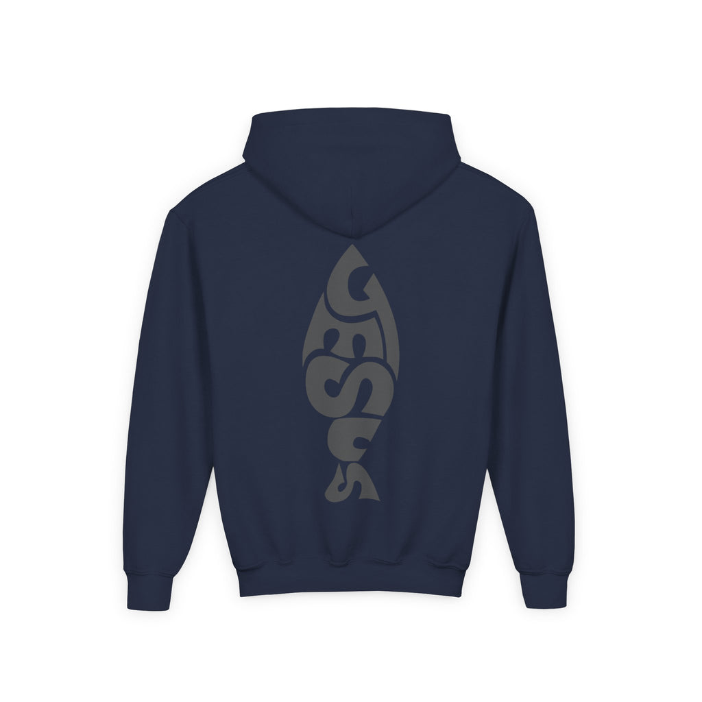 Youth Jesus Fish Hoodie — Christian Faith Graphic Hoodie for Kids