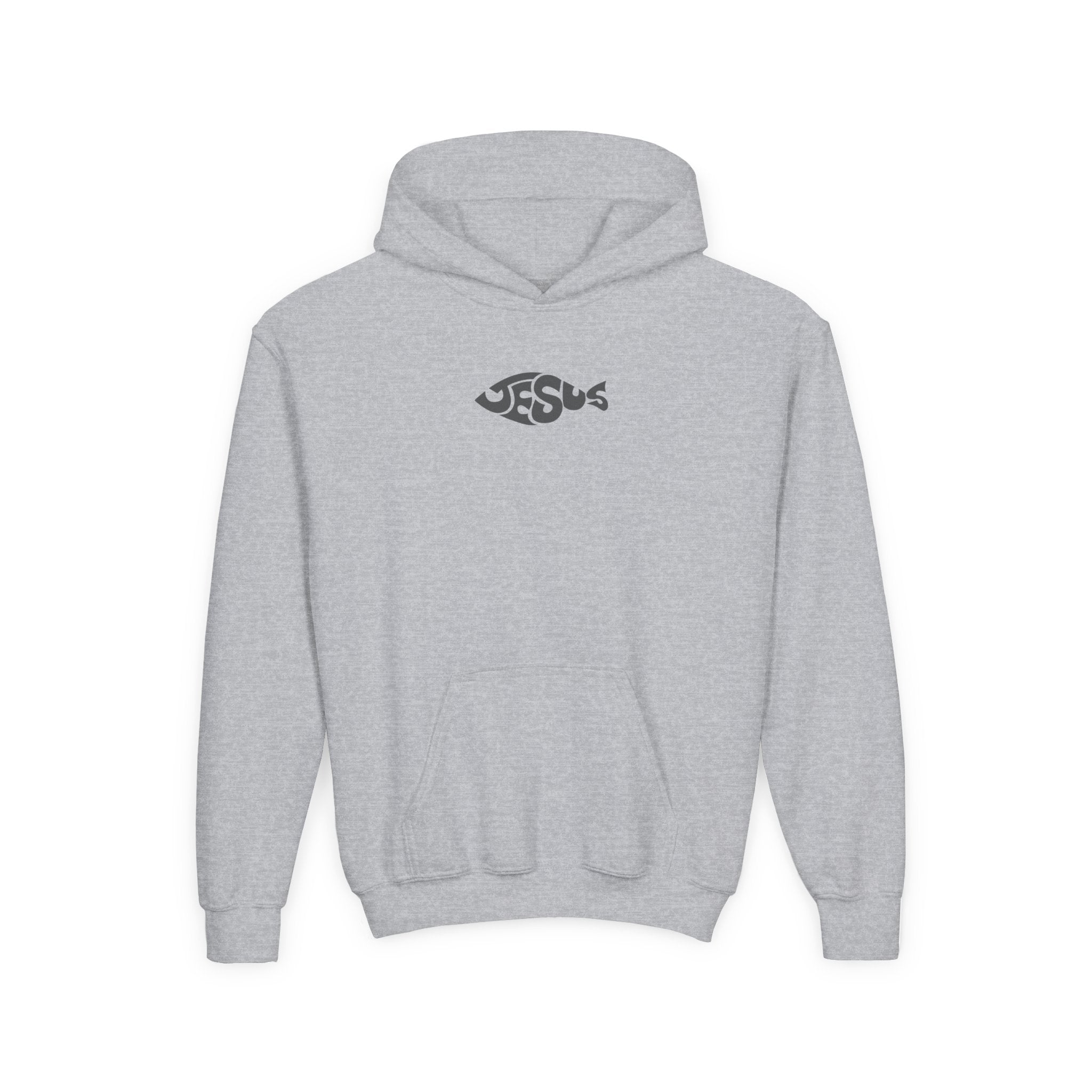 Youth Jesus Fish Hoodie — Christian Faith Graphic Hoodie for Kids