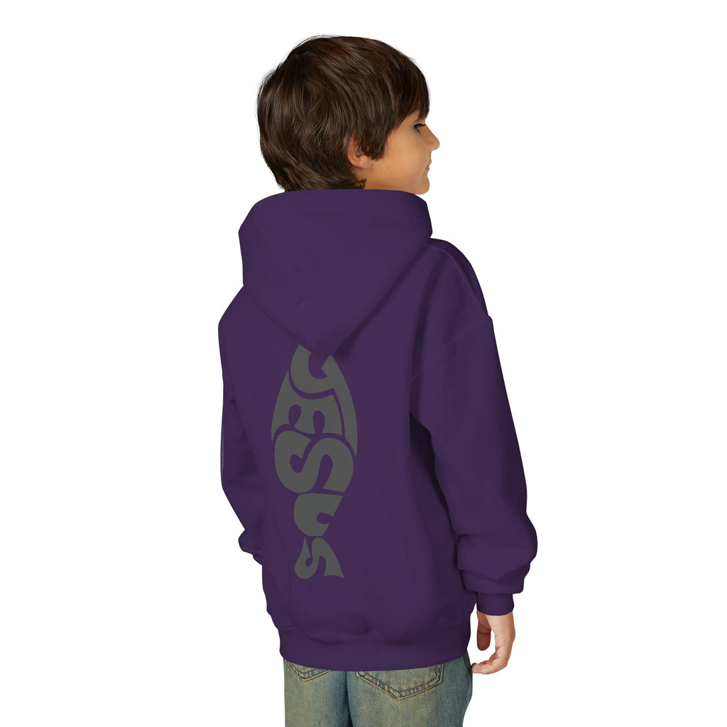 Youth Jesus Fish Hoodie — Christian Faith Graphic Hoodie for Kids