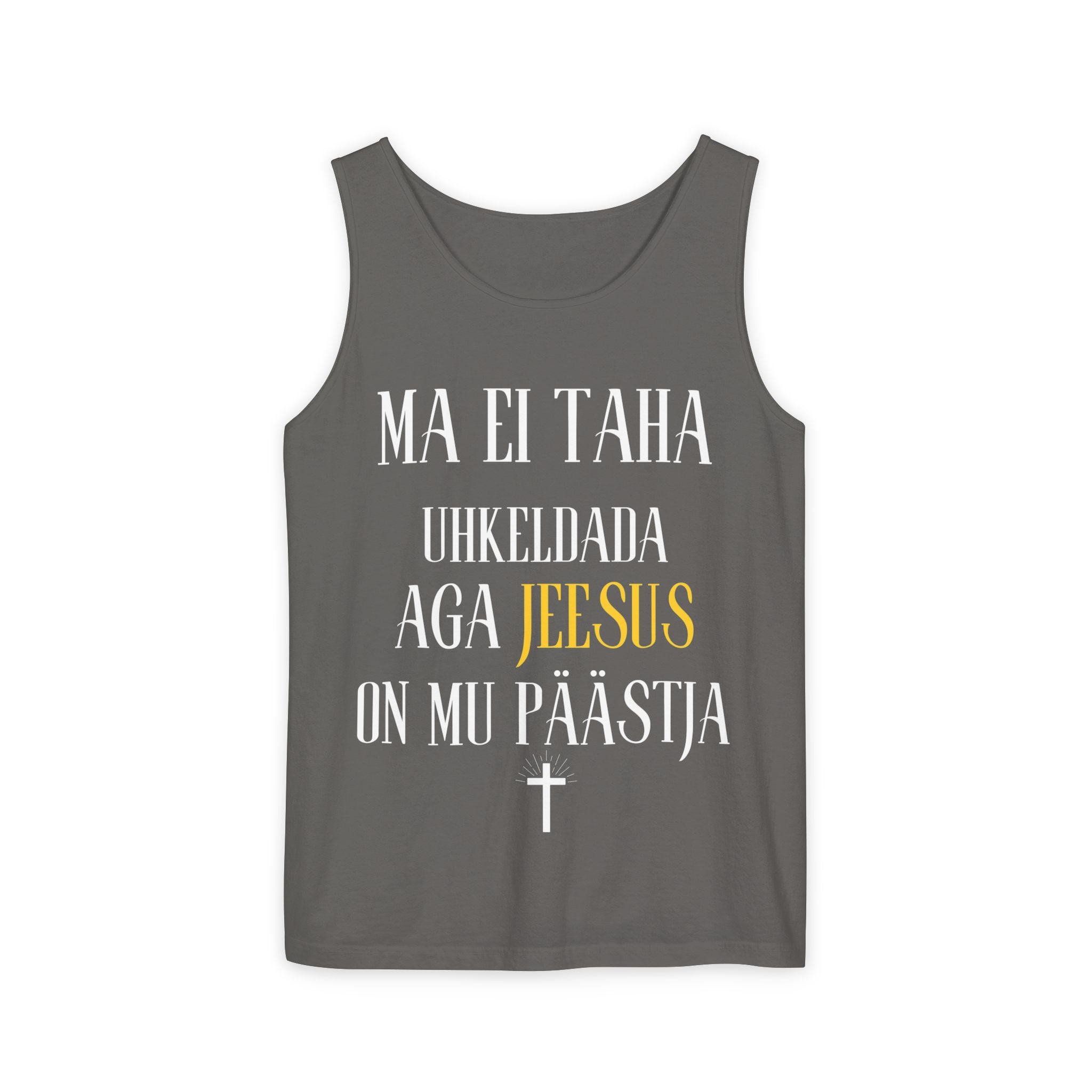 Jesus Minimalist Tank Top — Simple Gold Faith Graphic