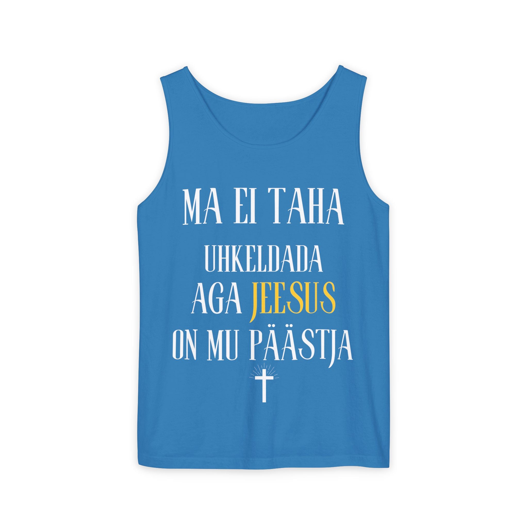 Jesus Minimalist Tank Top — Simple Gold Faith Graphic