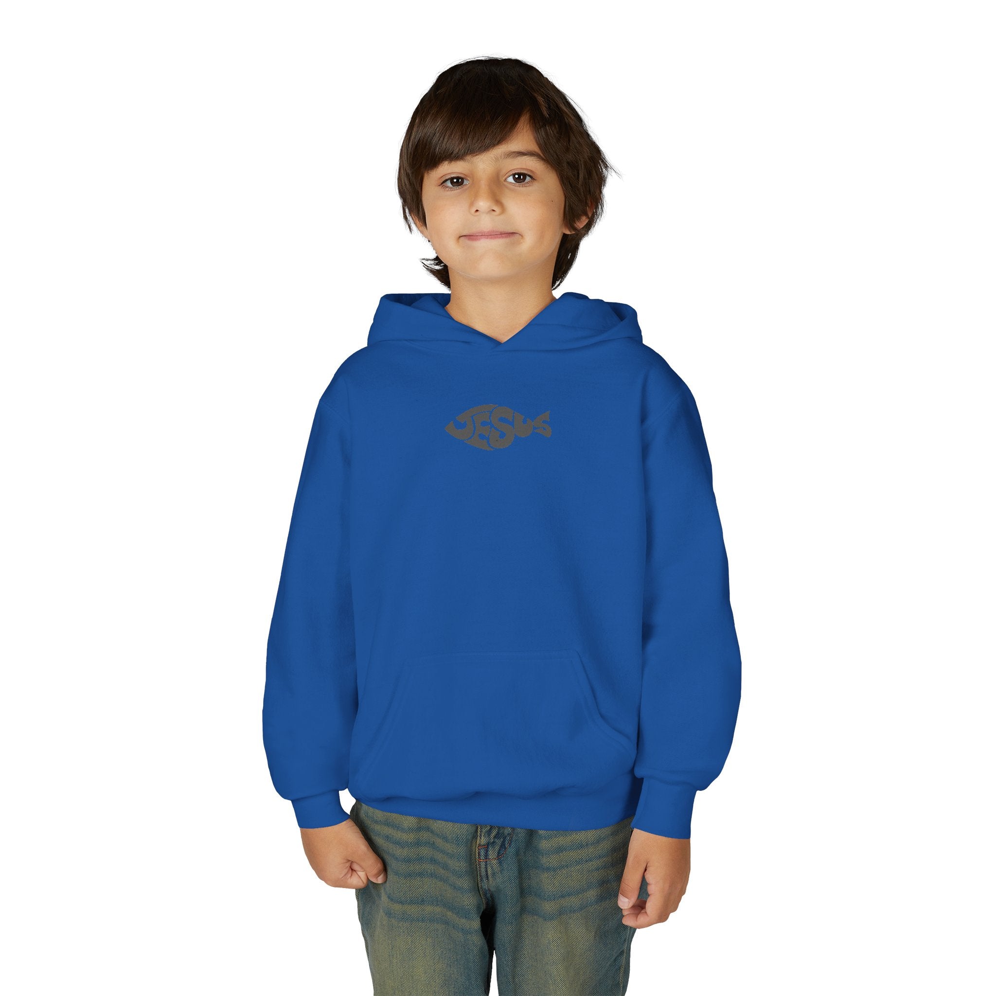 Youth Jesus Fish Hoodie — Christian Faith Graphic Hoodie for Kids