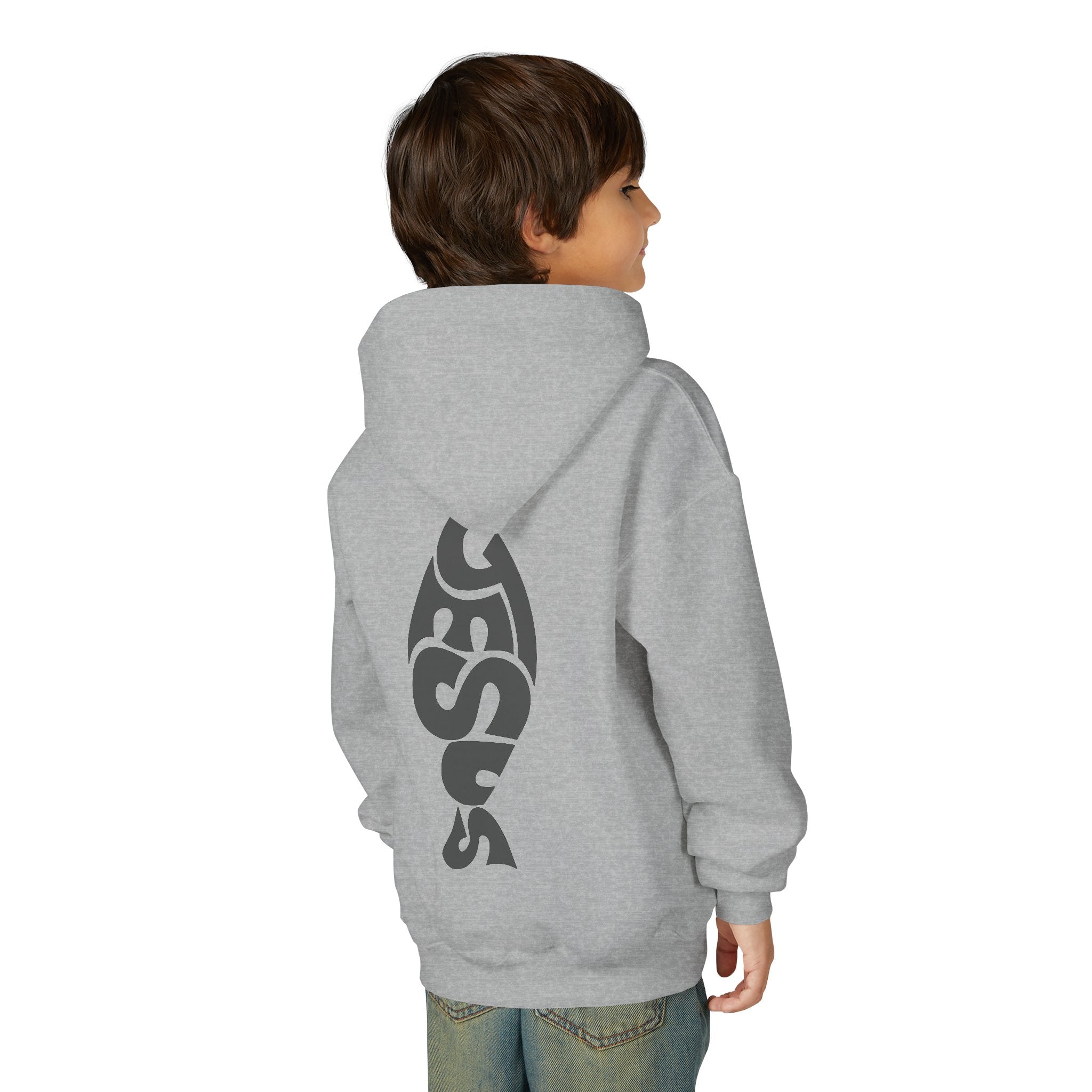 Youth Jesus Fish Hoodie — Christian Faith Graphic Hoodie for Kids