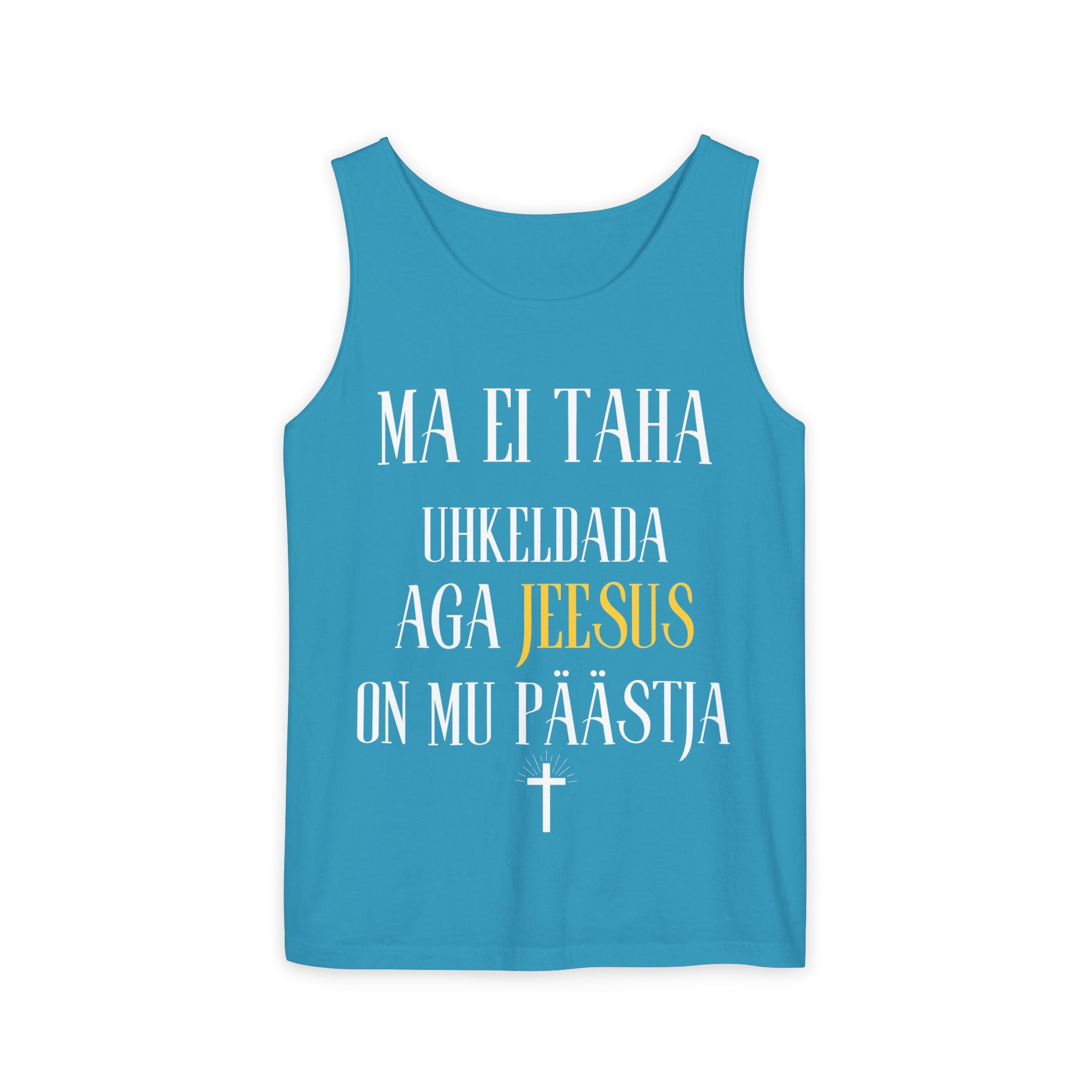 Jesus Minimalist Tank Top — Simple Gold Faith Graphic