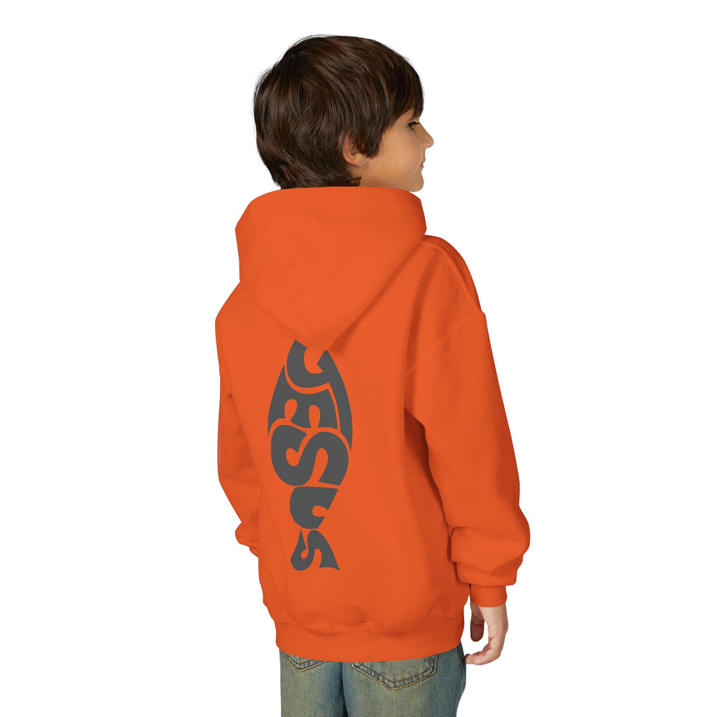 Youth Jesus Fish Hoodie — Christian Faith Graphic Hoodie for Kids