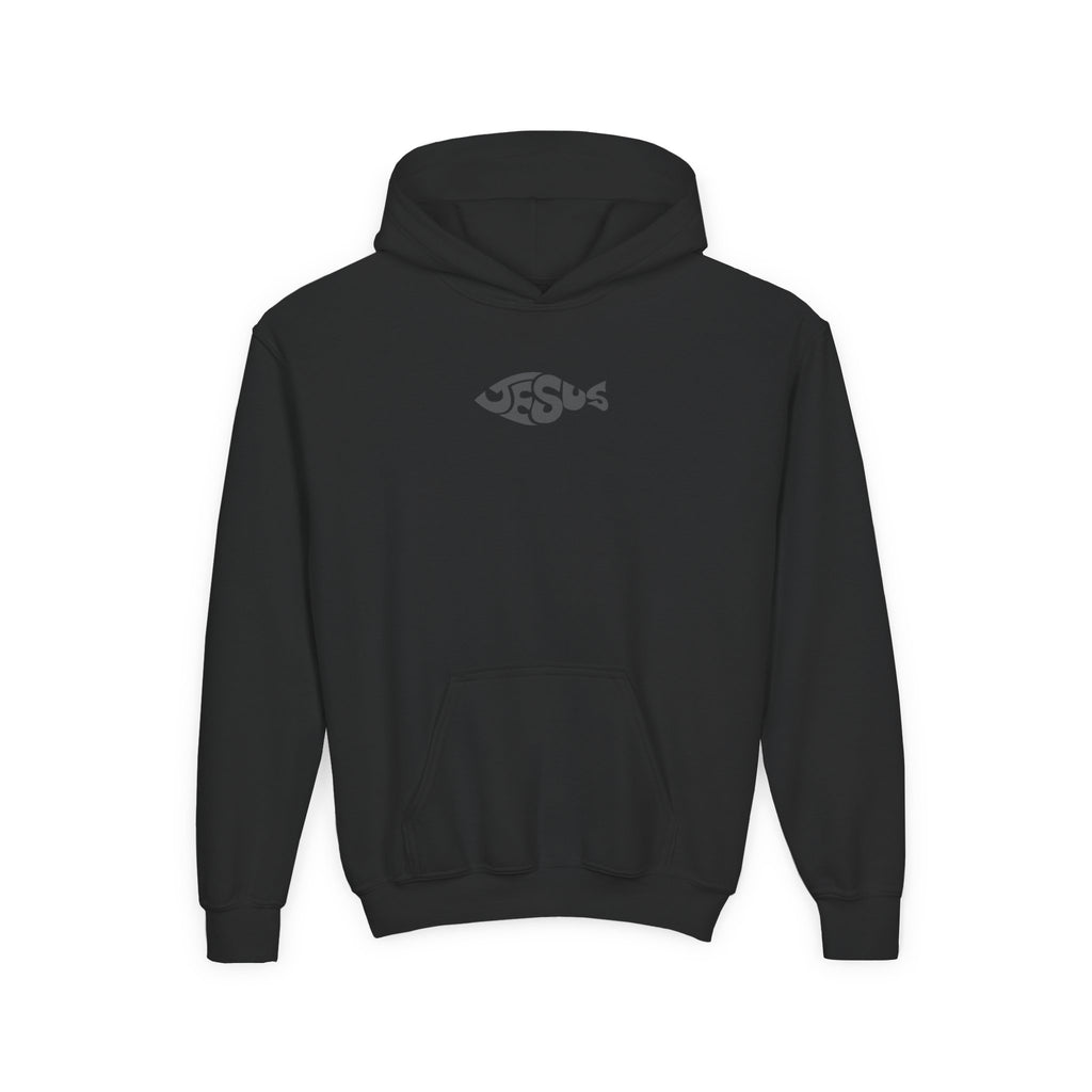 Youth Jesus Fish Hoodie — Christian Faith Graphic Hoodie for Kids