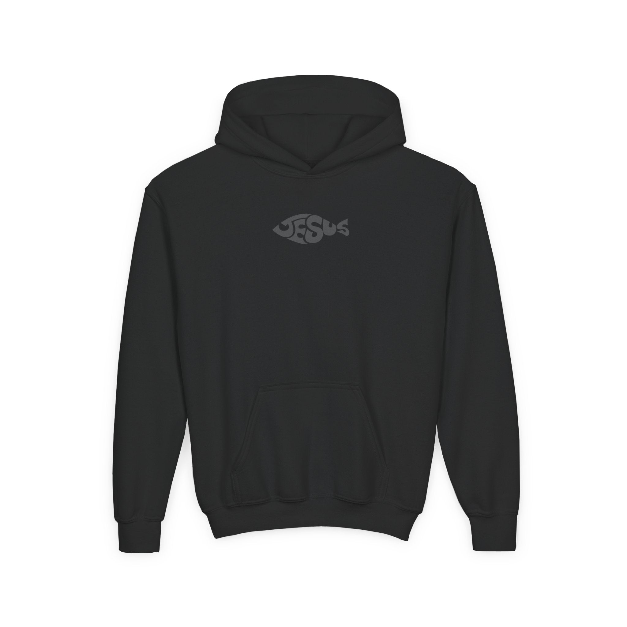 Youth Jesus Fish Hoodie — Christian Faith Graphic Hoodie for Kids