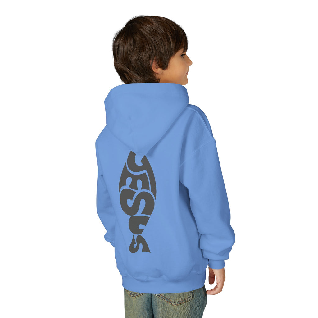 Youth Jesus Fish Hoodie — Christian Faith Graphic Hoodie for Kids