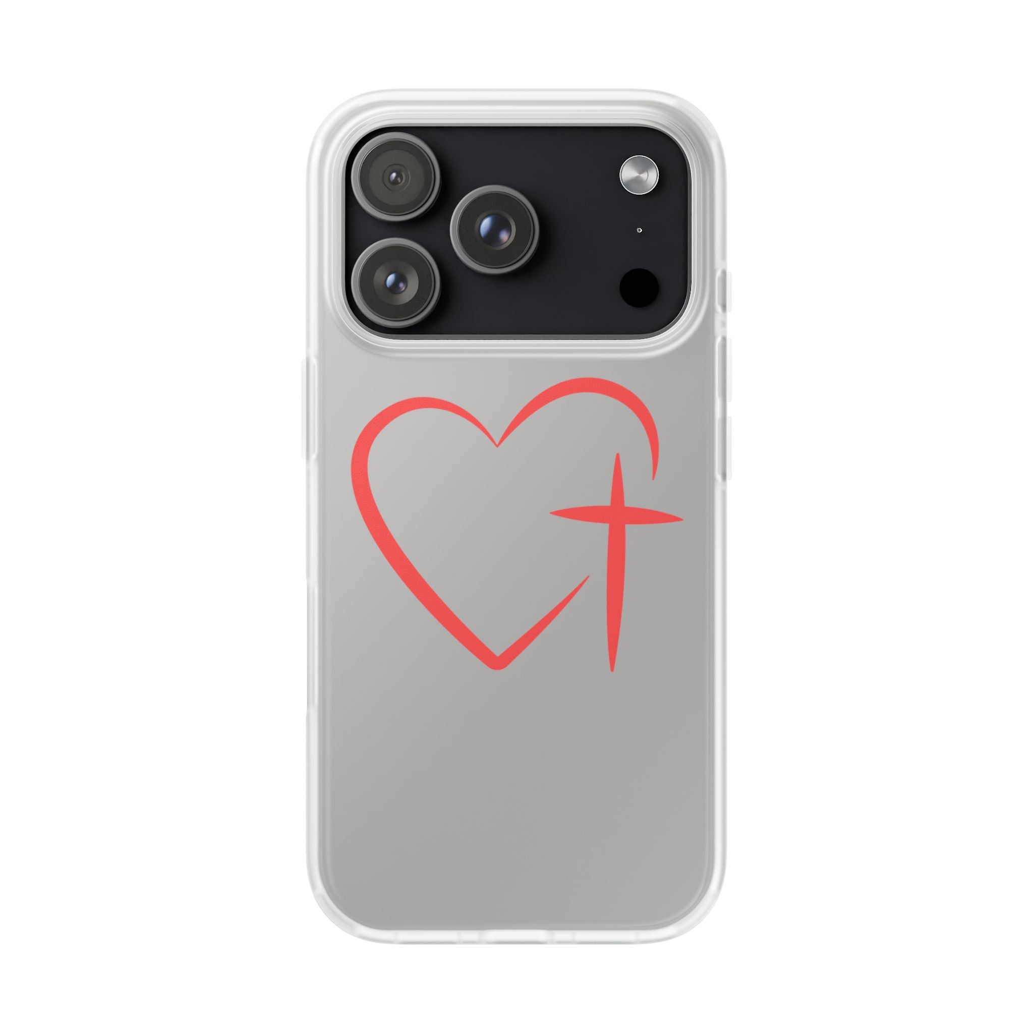 Christian Heart Cross Phone Case — Clear Flexible iPhone Case