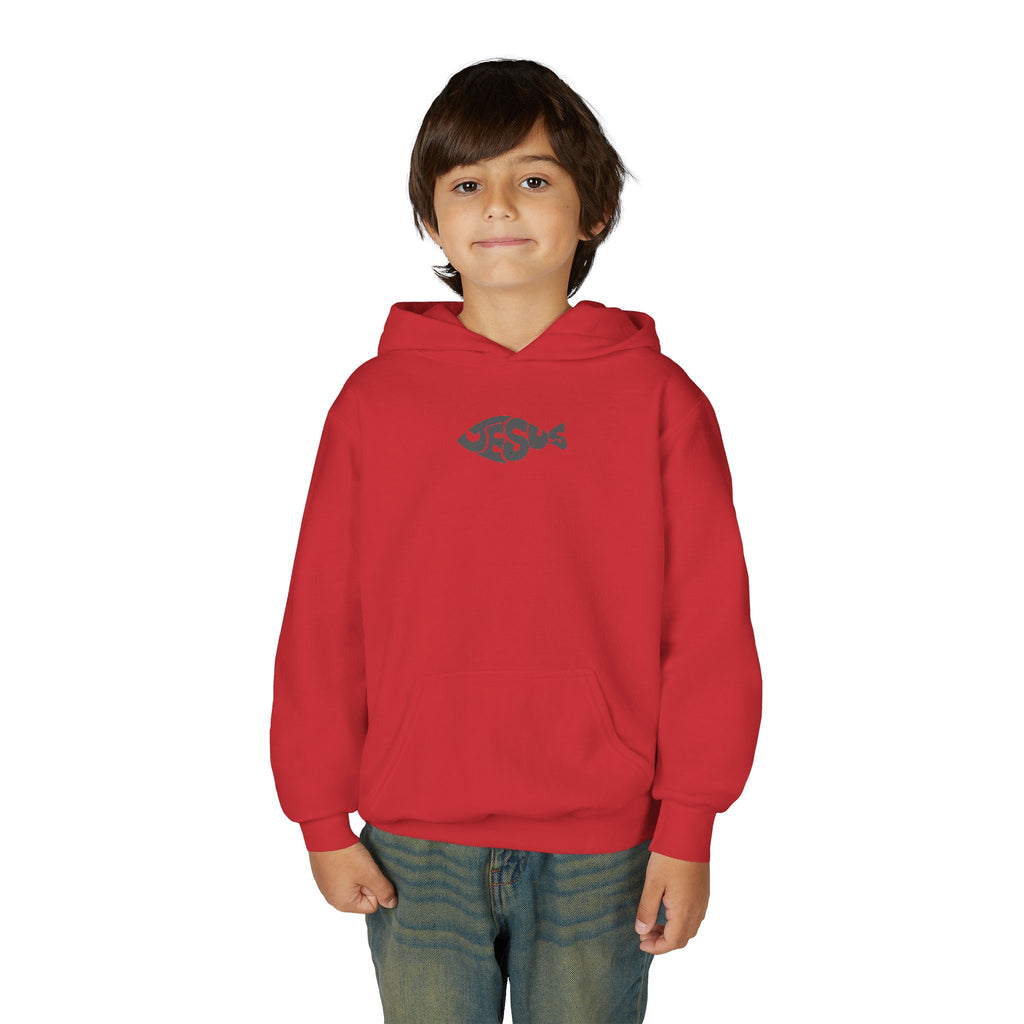 Youth Jesus Fish Hoodie — Christian Faith Graphic Hoodie for Kids