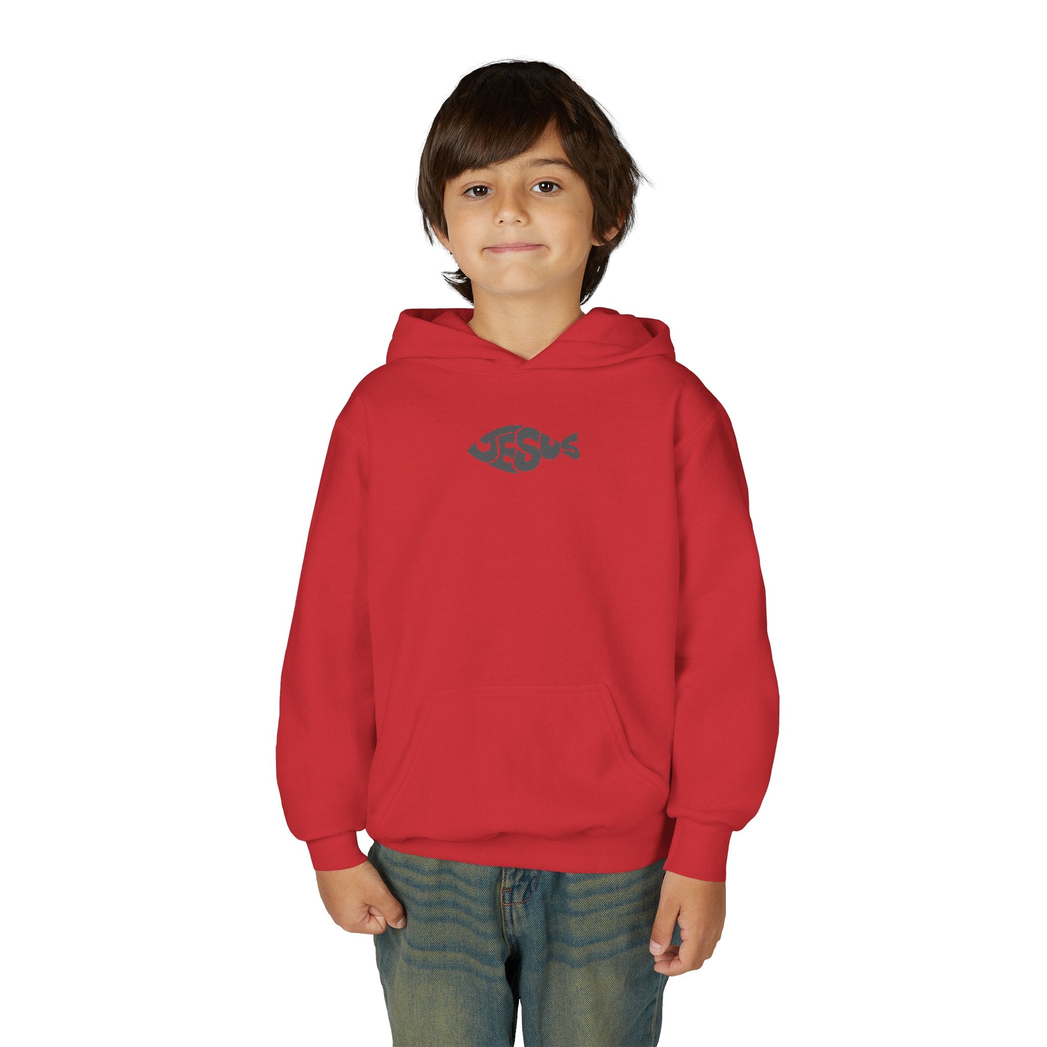 Youth Jesus Fish Hoodie — Christian Faith Graphic Hoodie for Kids