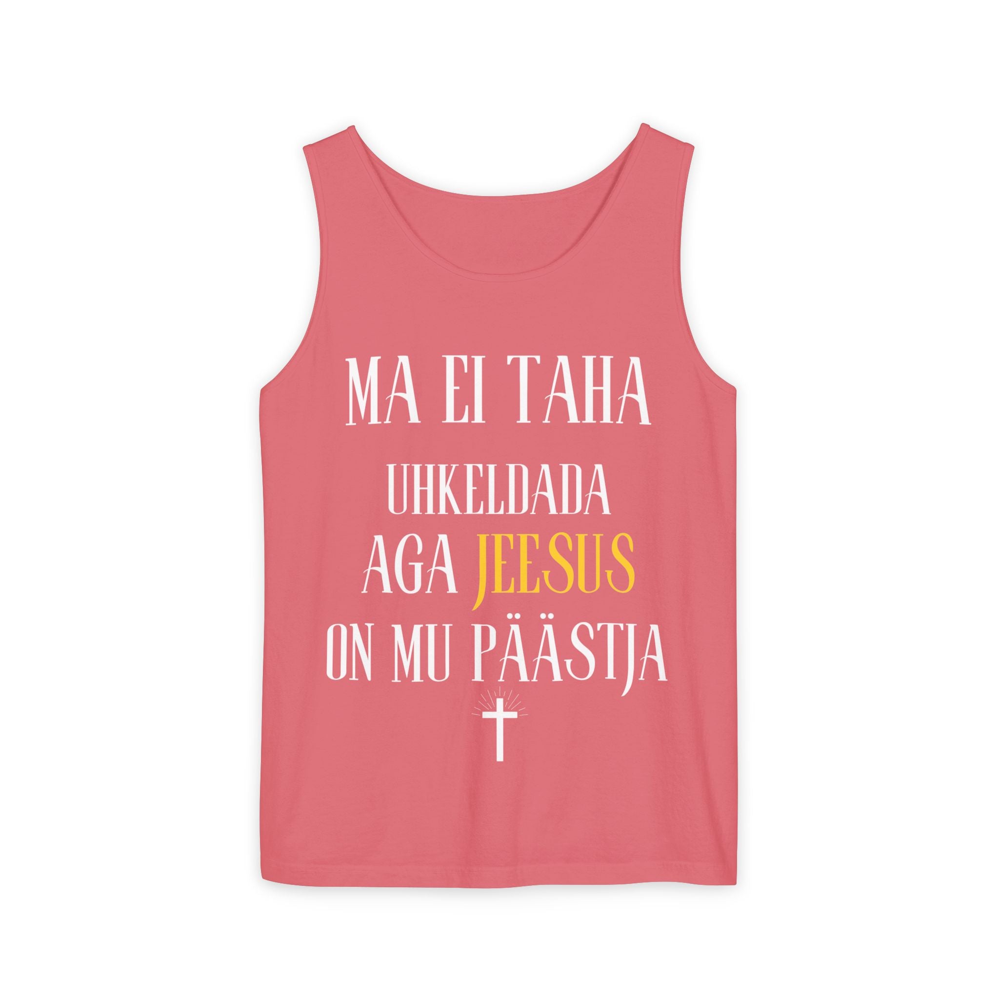 Jesus Minimalist Tank Top — Simple Gold Faith Graphic