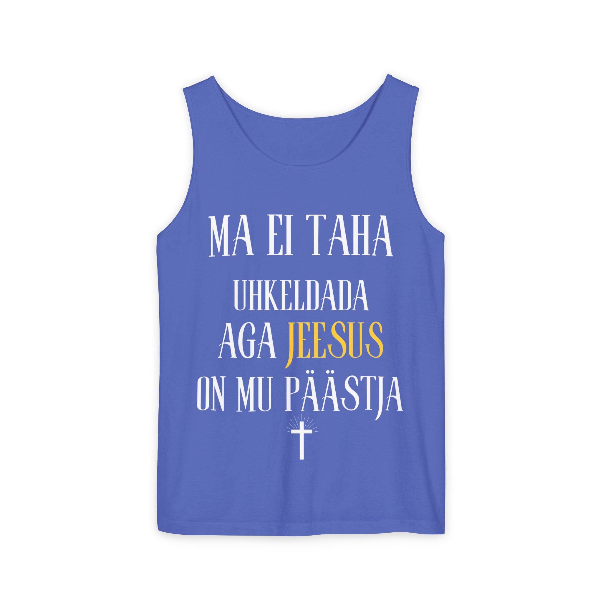 Jesus Minimalist Tank Top — Simple Gold Faith Graphic