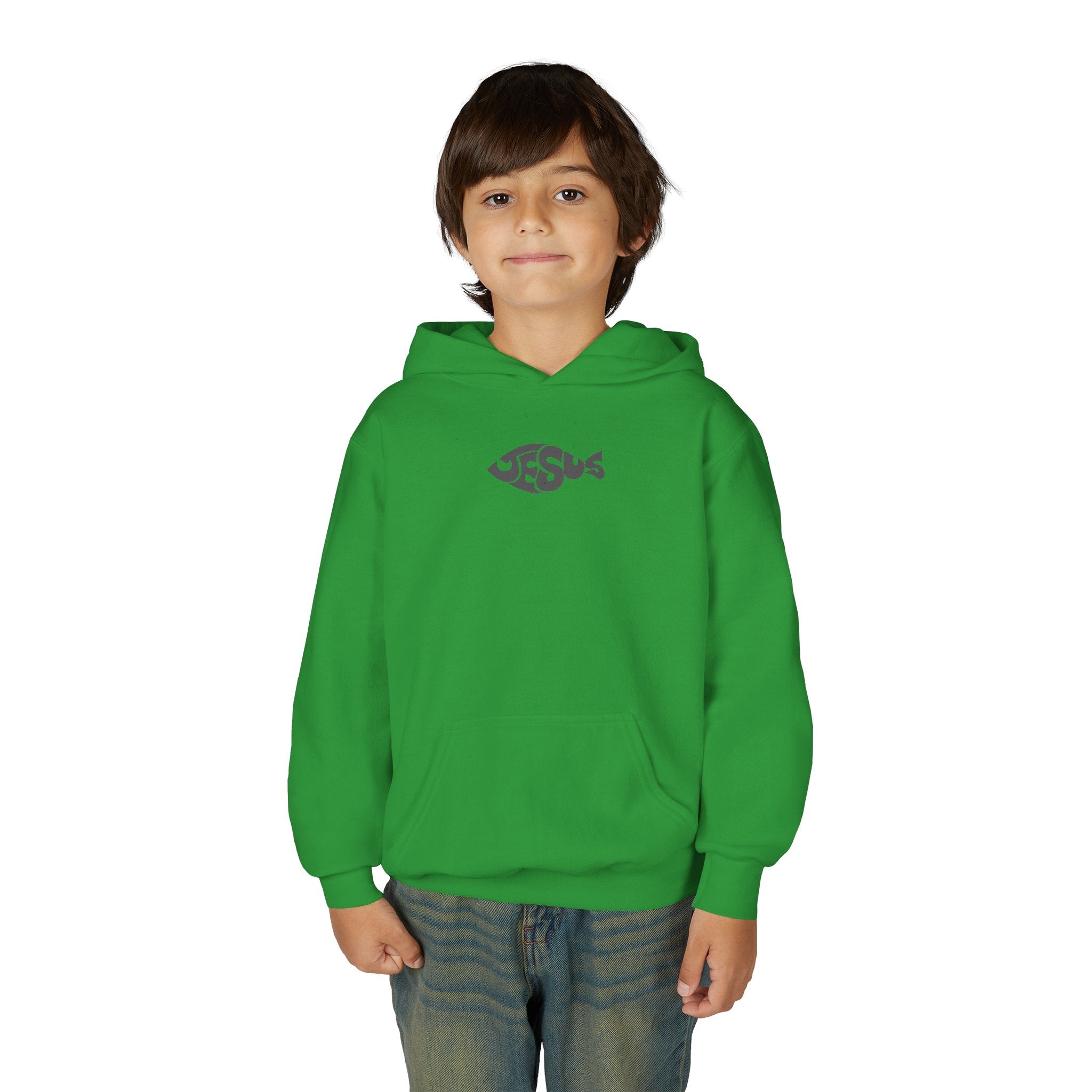 Youth Jesus Fish Hoodie — Christian Faith Graphic Hoodie for Kids