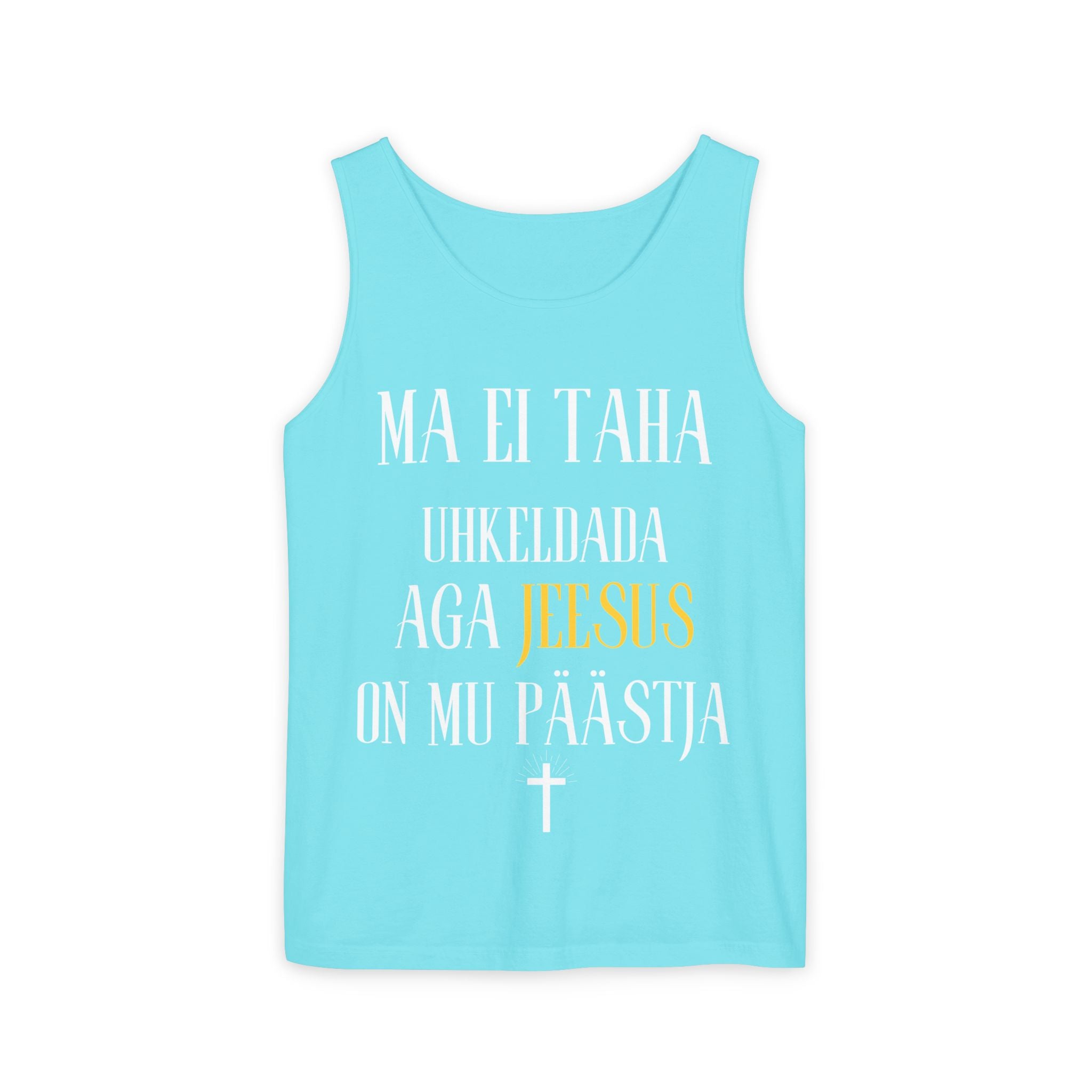 Jesus Minimalist Tank Top — Simple Gold Faith Graphic
