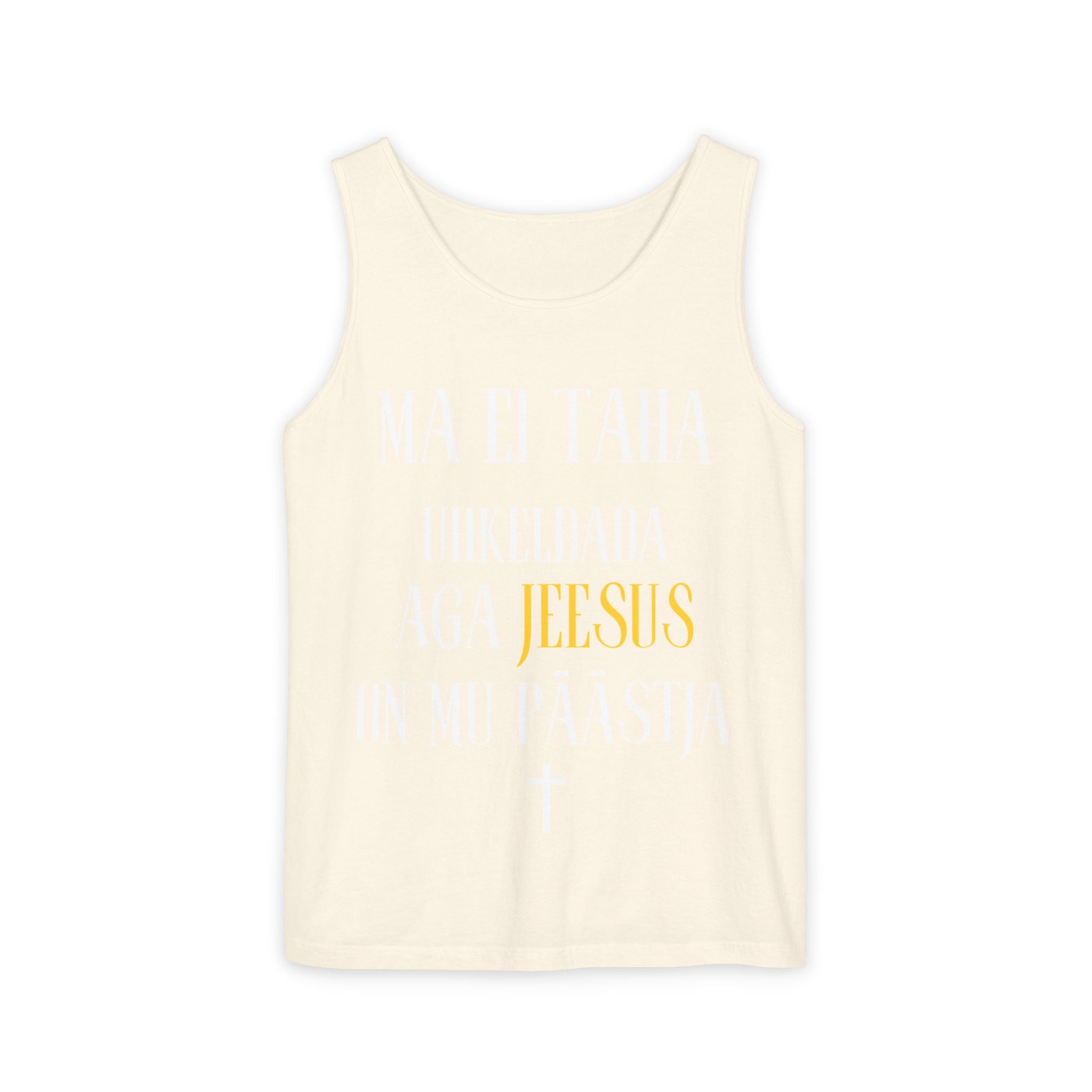 Jesus Minimalist Tank Top — Simple Gold Faith Graphic