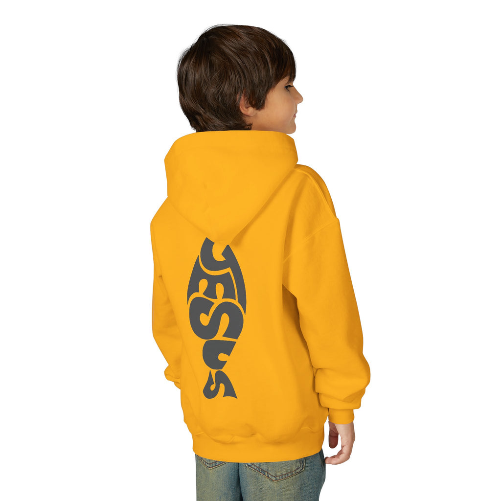 Youth Jesus Fish Hoodie — Christian Faith Graphic Hoodie for Kids