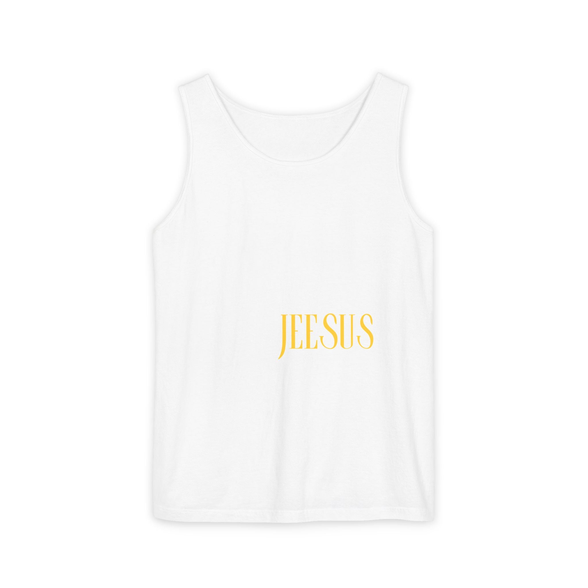 Jesus Minimalist Tank Top — Simple Gold Faith Graphic