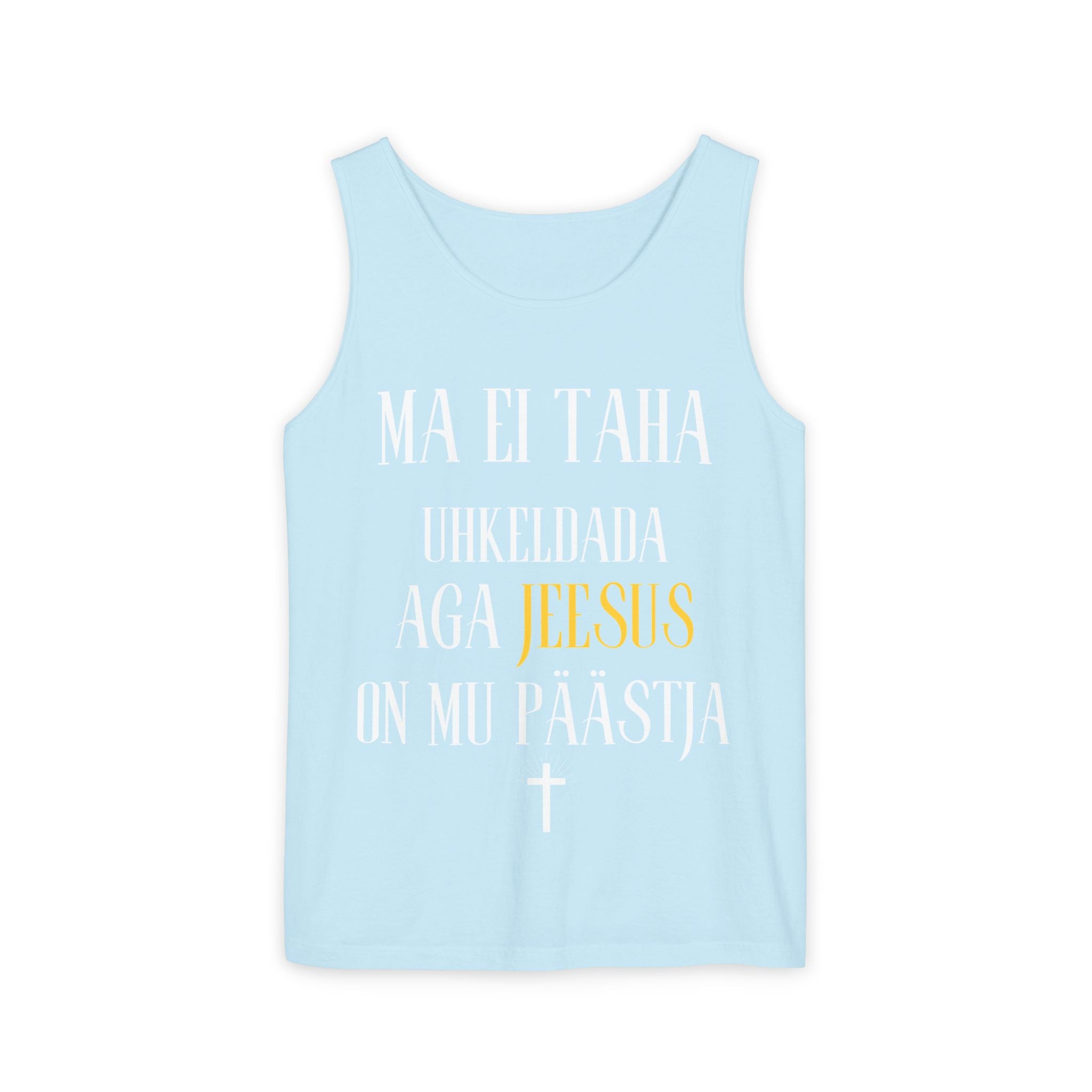 Jesus Minimalist Tank Top — Simple Gold Faith Graphic