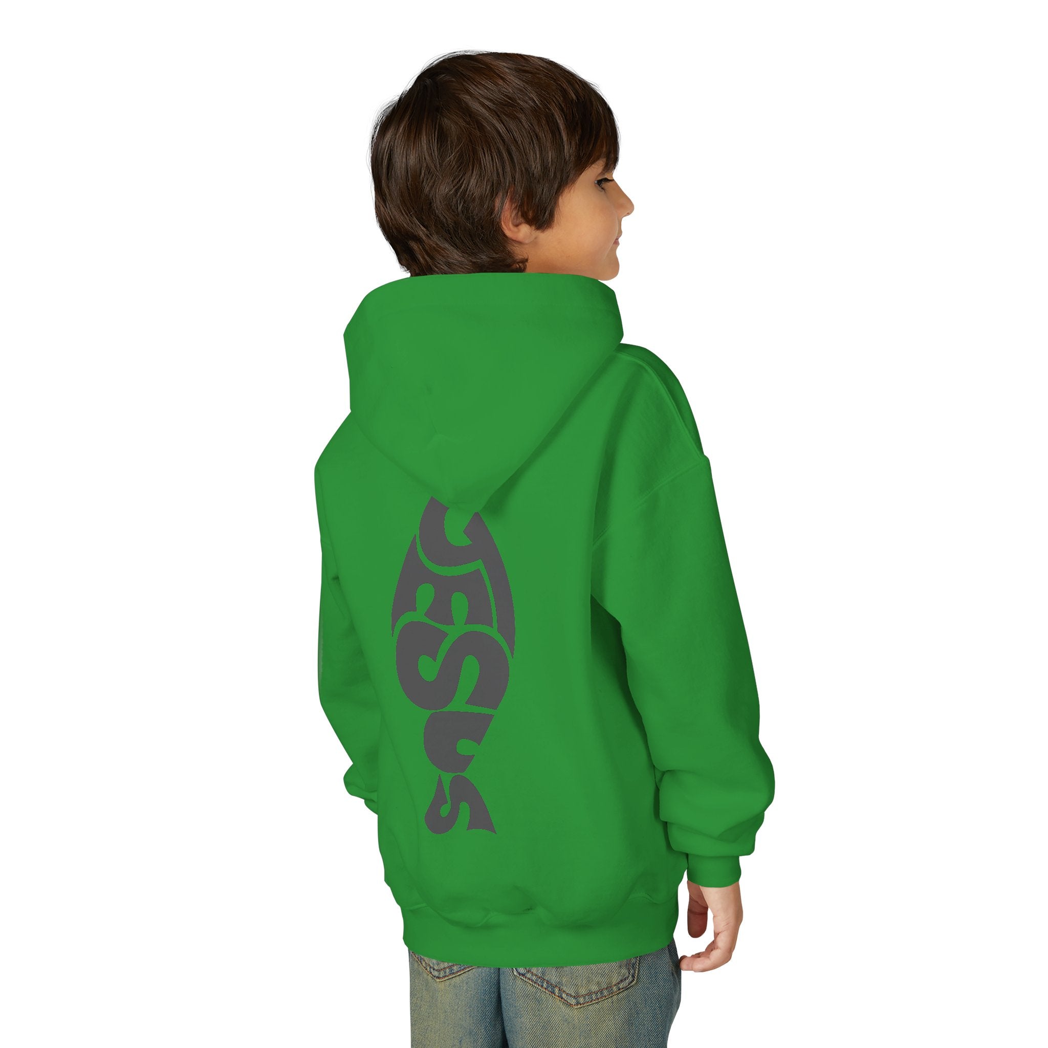 Youth Jesus Fish Hoodie — Christian Faith Graphic Hoodie for Kids