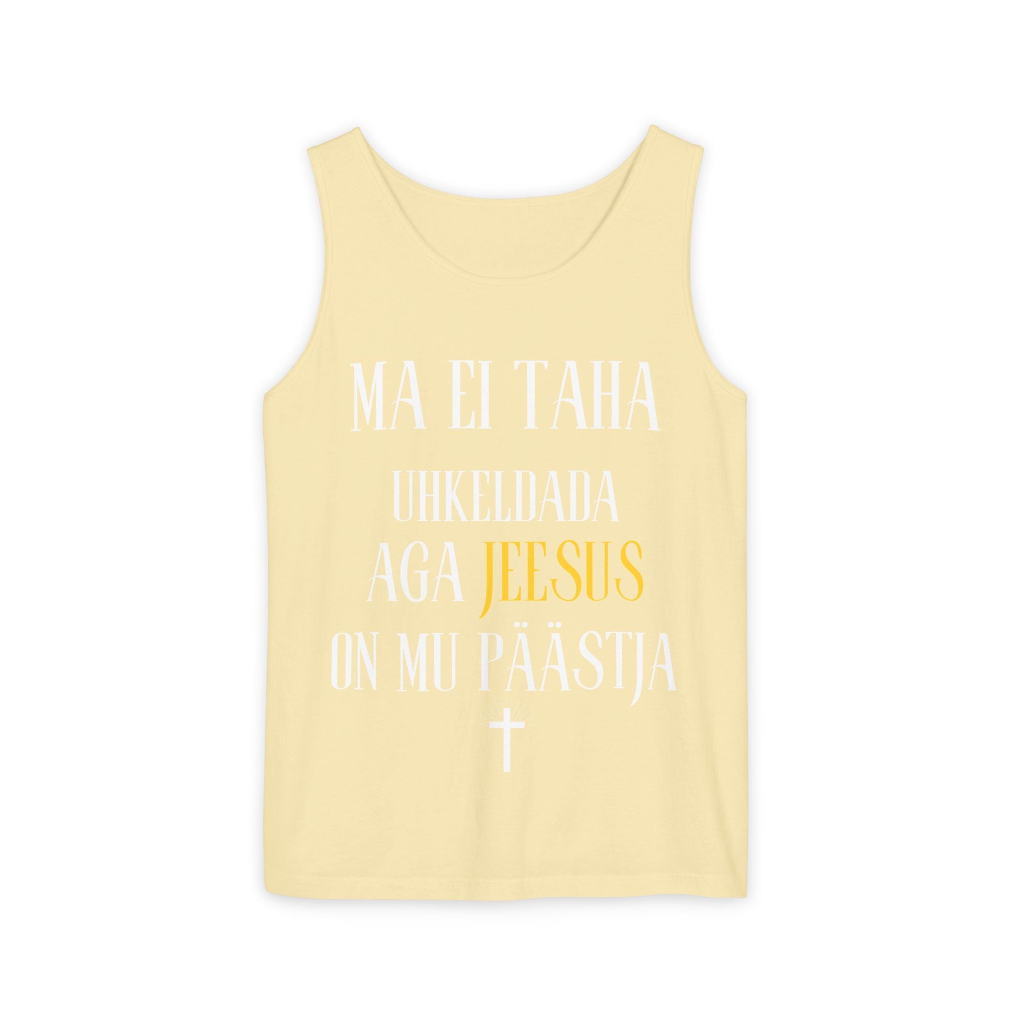 Jesus Minimalist Tank Top — Simple Gold Faith Graphic