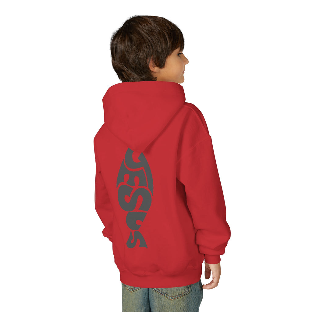Youth Jesus Fish Hoodie — Christian Faith Graphic Hoodie for Kids