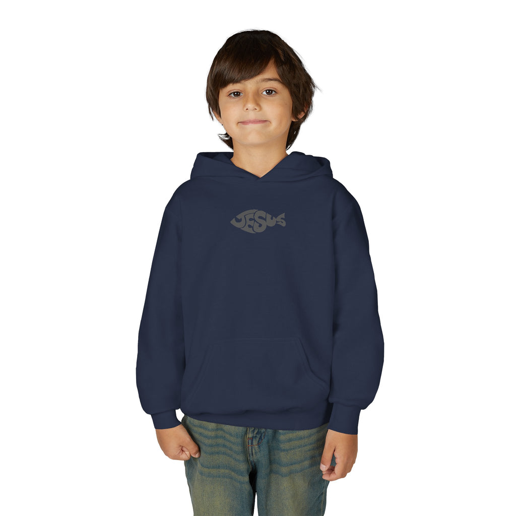 Youth Jesus Fish Hoodie — Christian Faith Graphic Hoodie for Kids