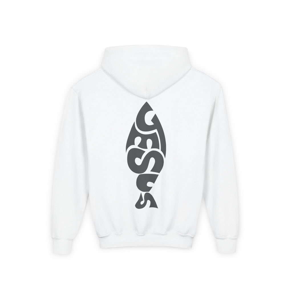 Youth Jesus Fish Hoodie — Christian Faith Graphic Hoodie for Kids