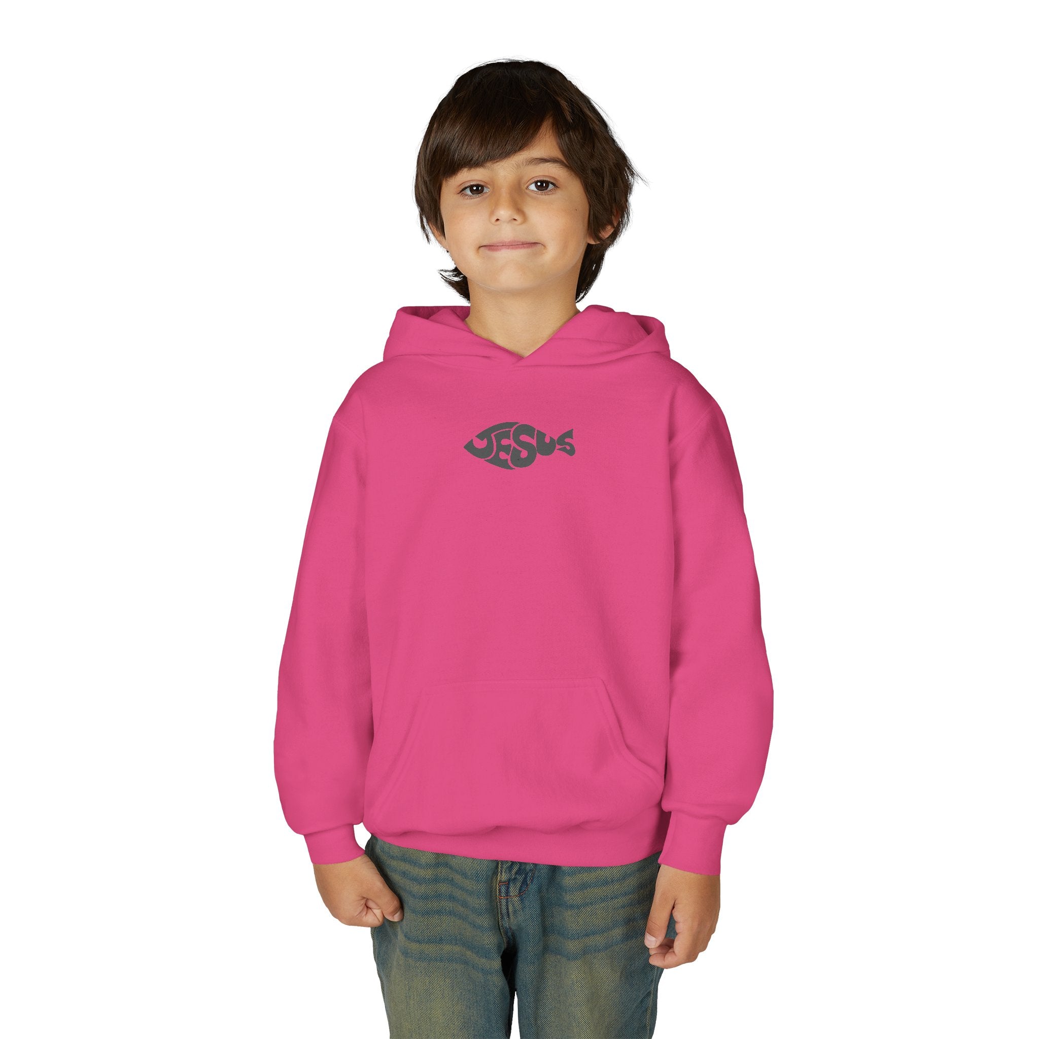 Youth Jesus Fish Hoodie — Christian Faith Graphic Hoodie for Kids